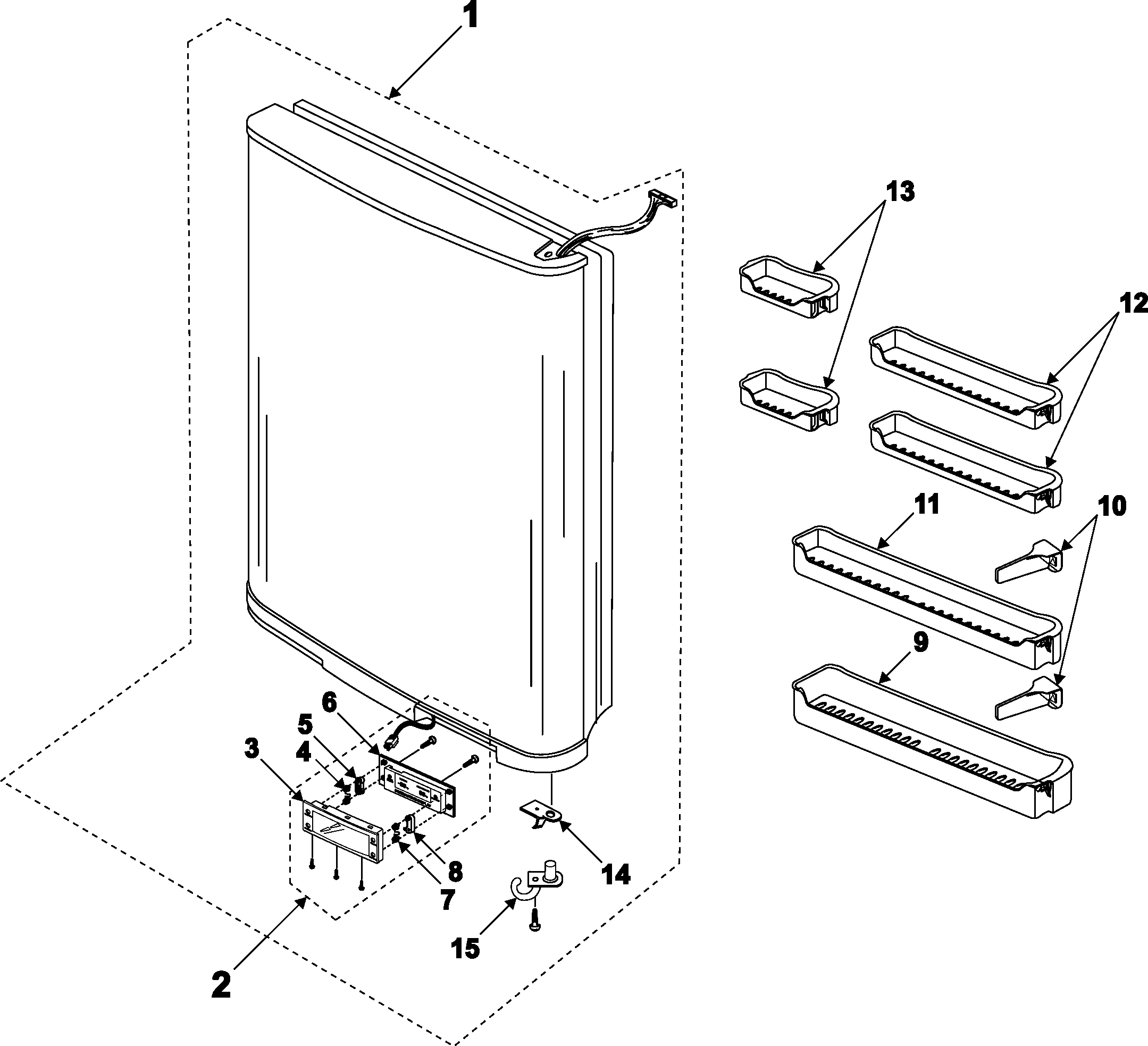 Samsung RB1844SW/XAA refrigerator door diagram