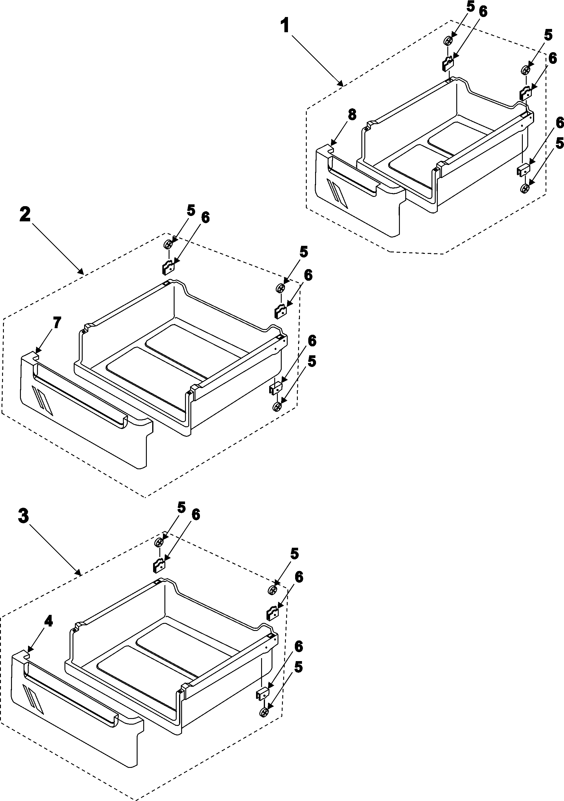 Samsung RB1844SW/XAA freezer shelves diagram