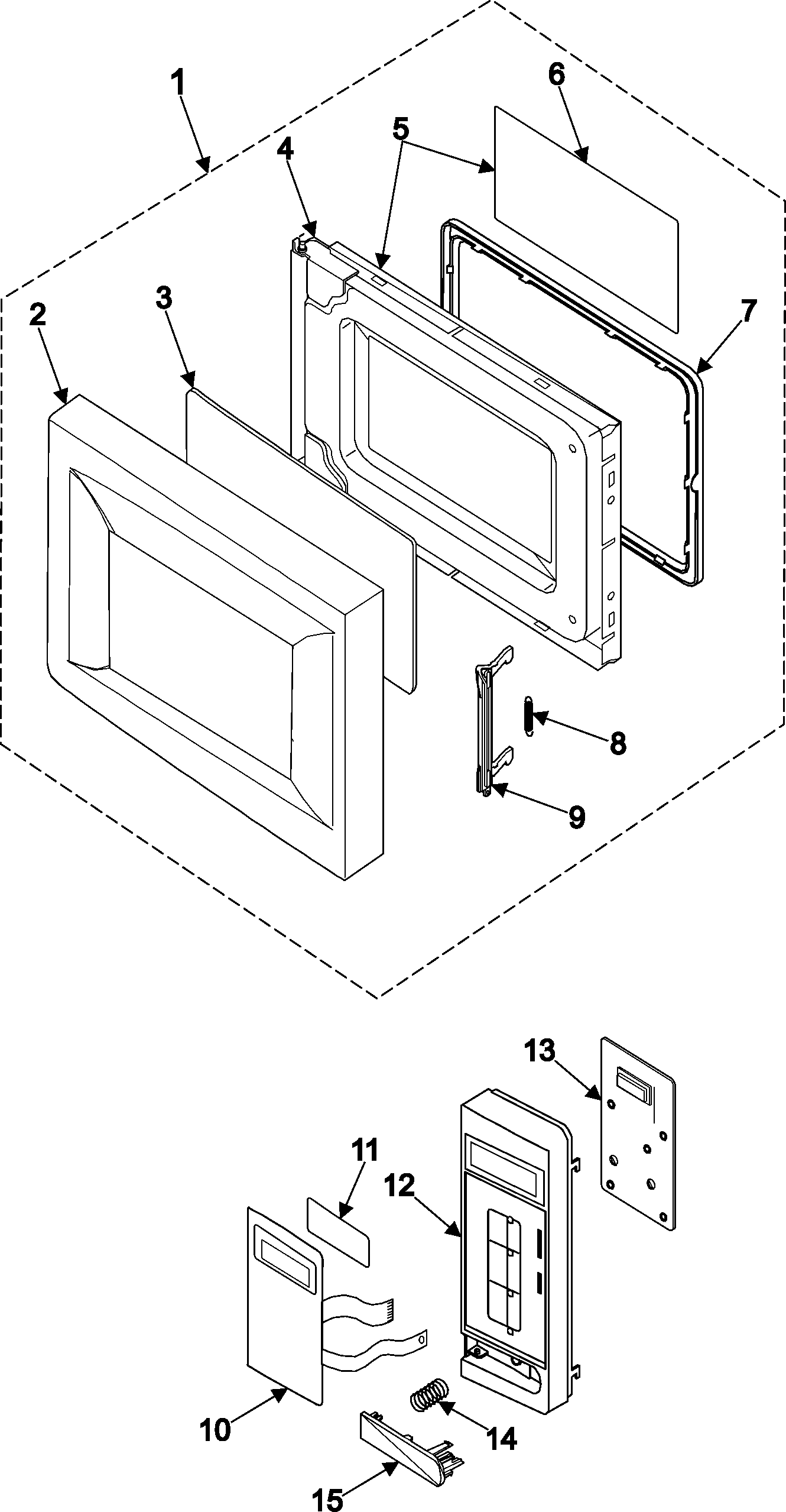 Samsung MR1032BB/XAA control panel/door assembly diagram