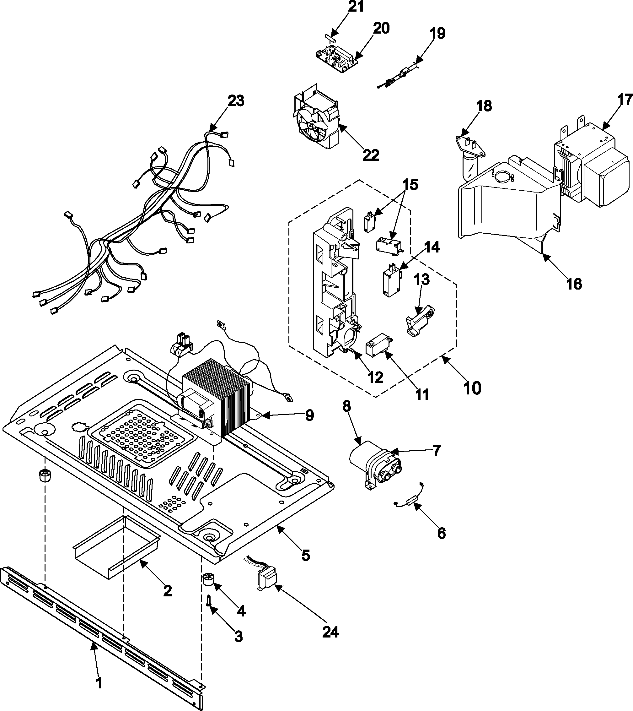 Samsung MR1032BB/XAA internal control/latch asy/base diagram