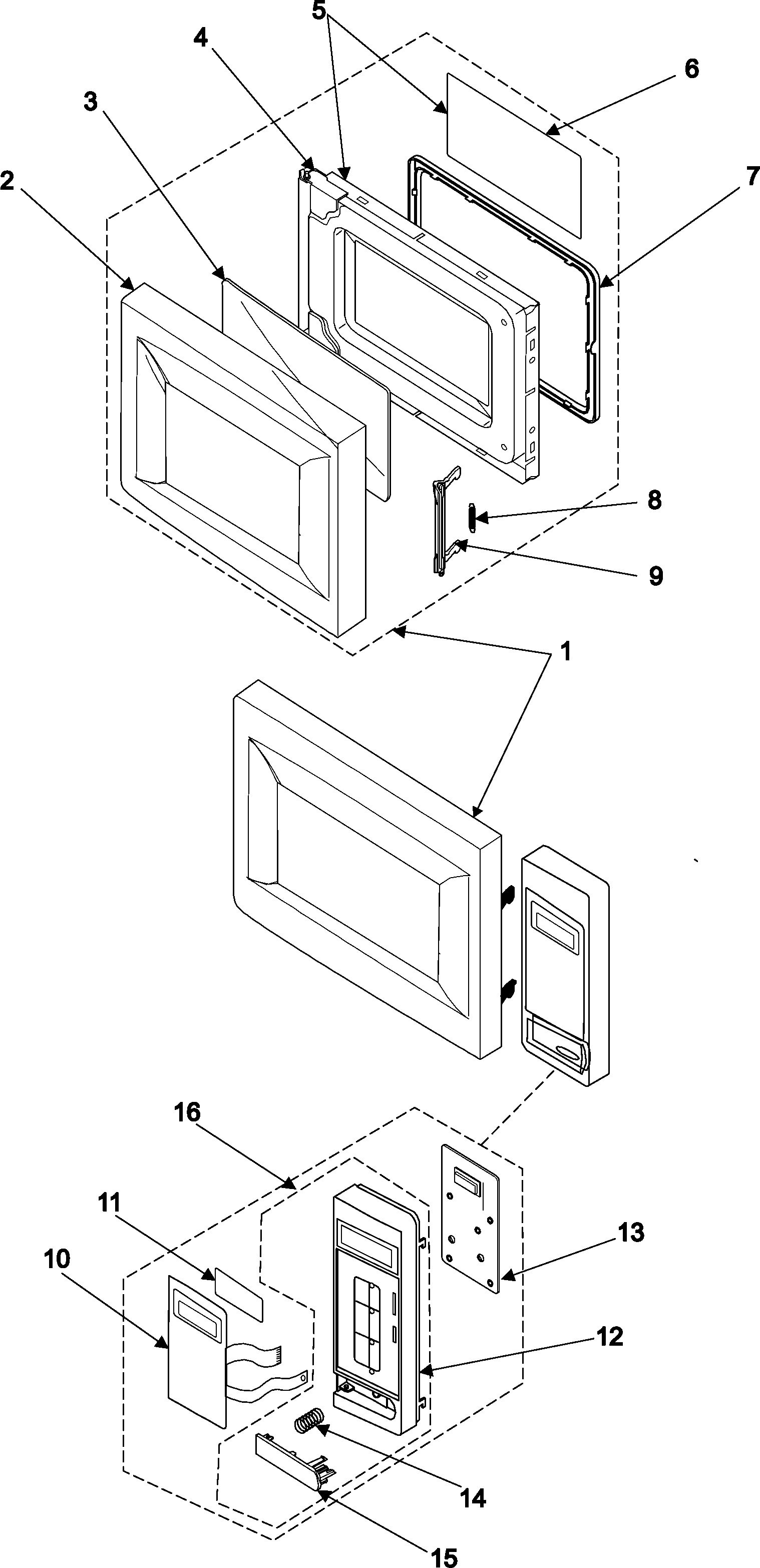 Samsung MW1030WA/XAA control panel/door assembly diagram