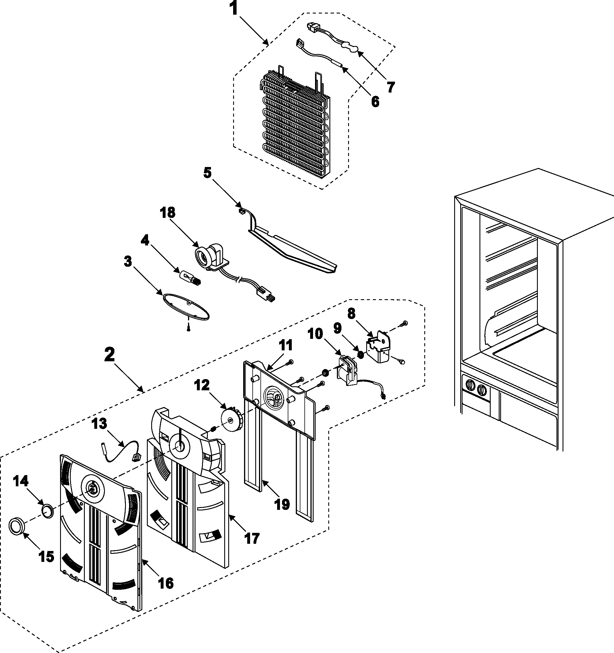 Samsung RB2044SW/XAA refrigerator compartment diagram