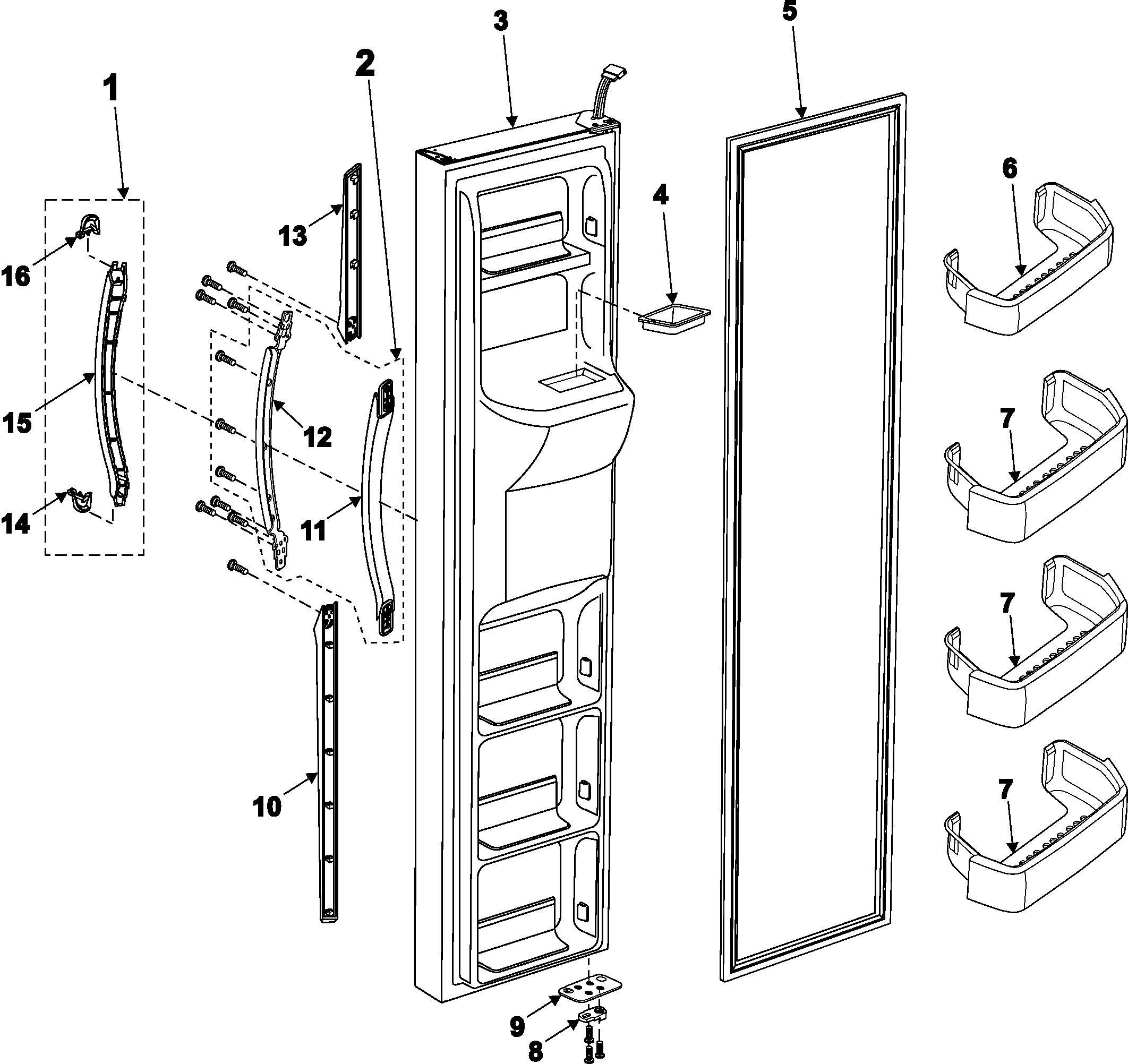 Samsung RS2623VQ/XAA freezer door diagram