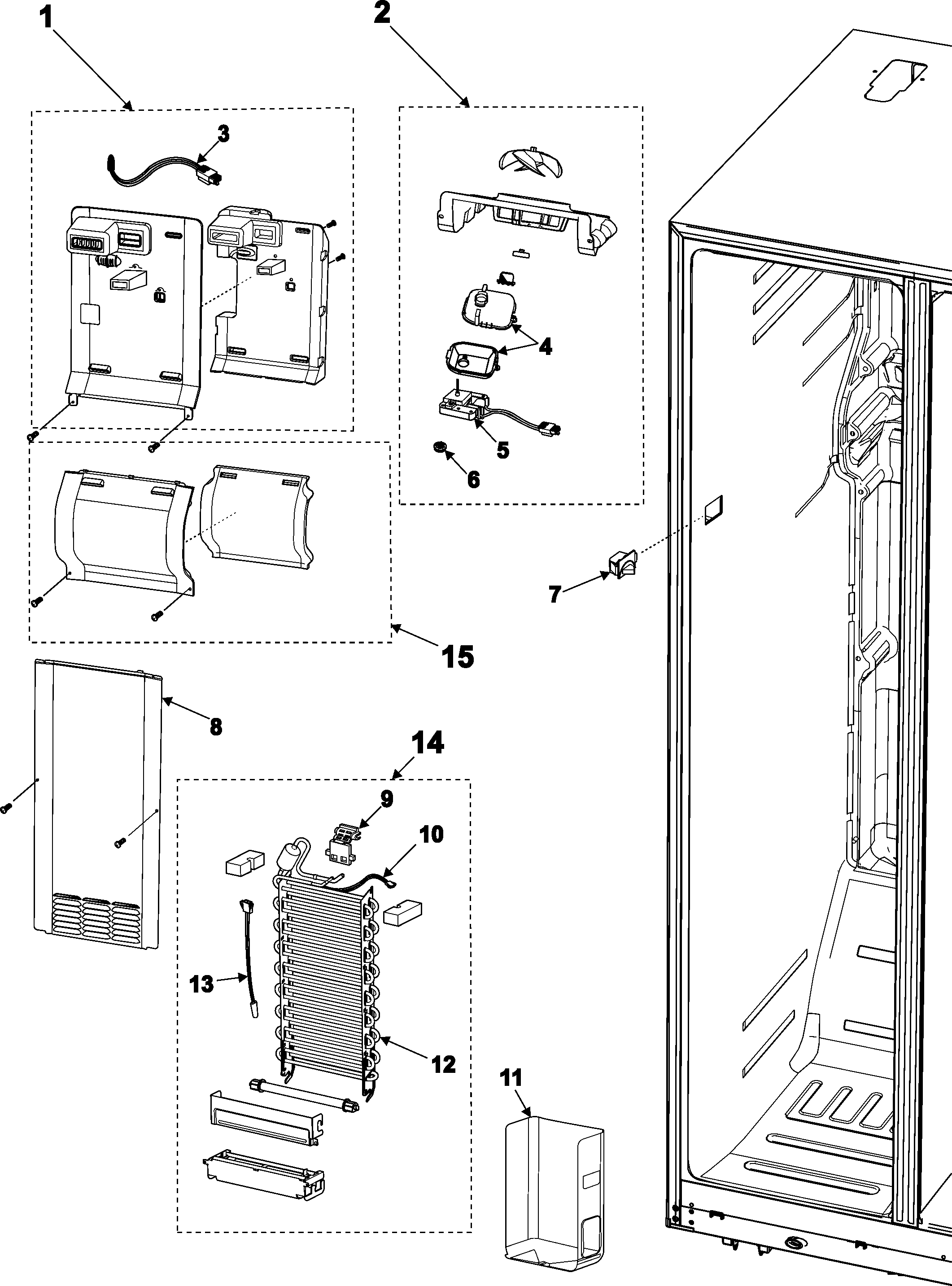 Samsung RS2623VQ/XAA freezer compartment diagram