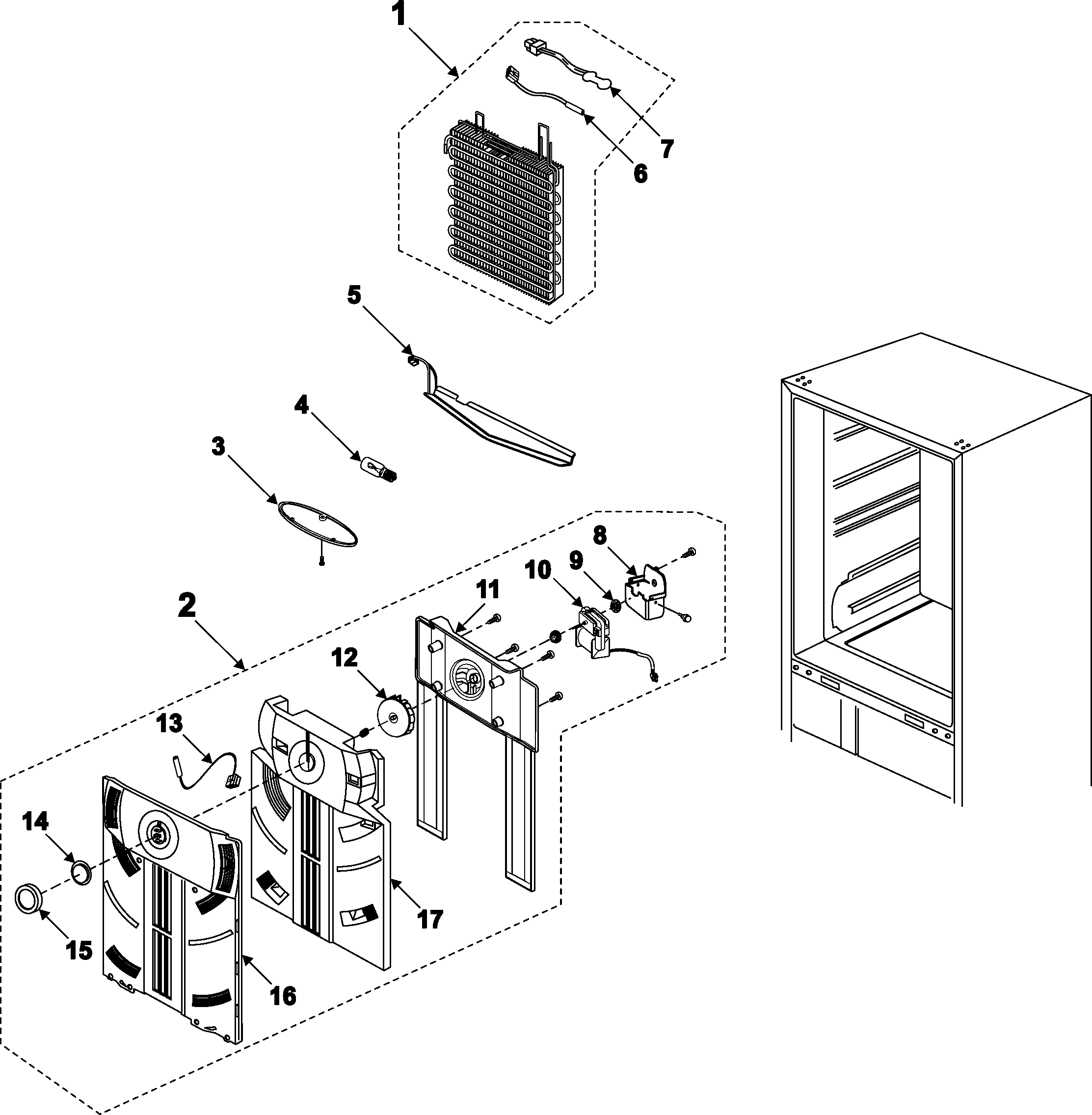 Samsung RB215BSBB/XAA-00 refrigerator compartment diagram