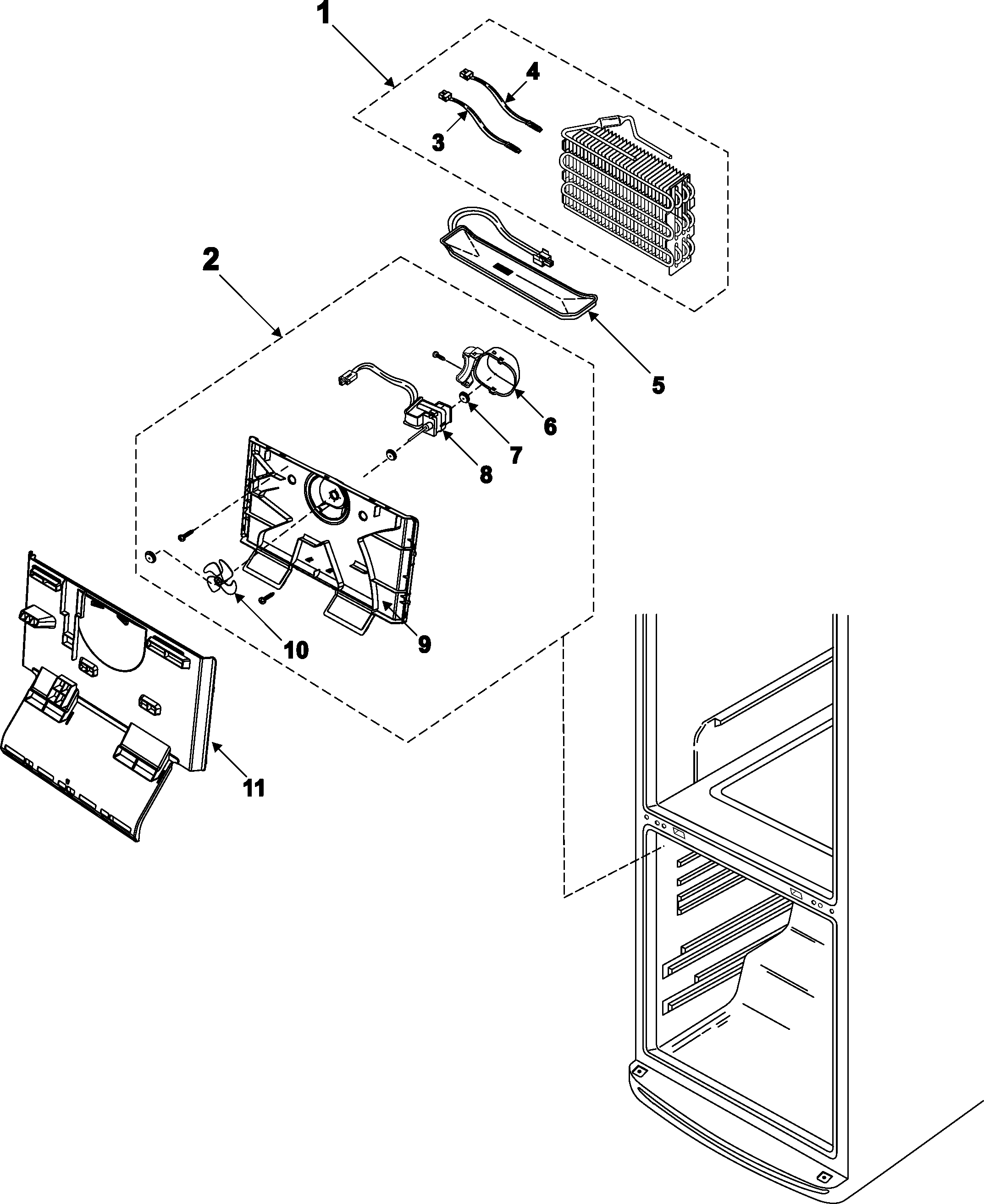Samsung RB215BSBB/XAA-00 freezer compartment diagram