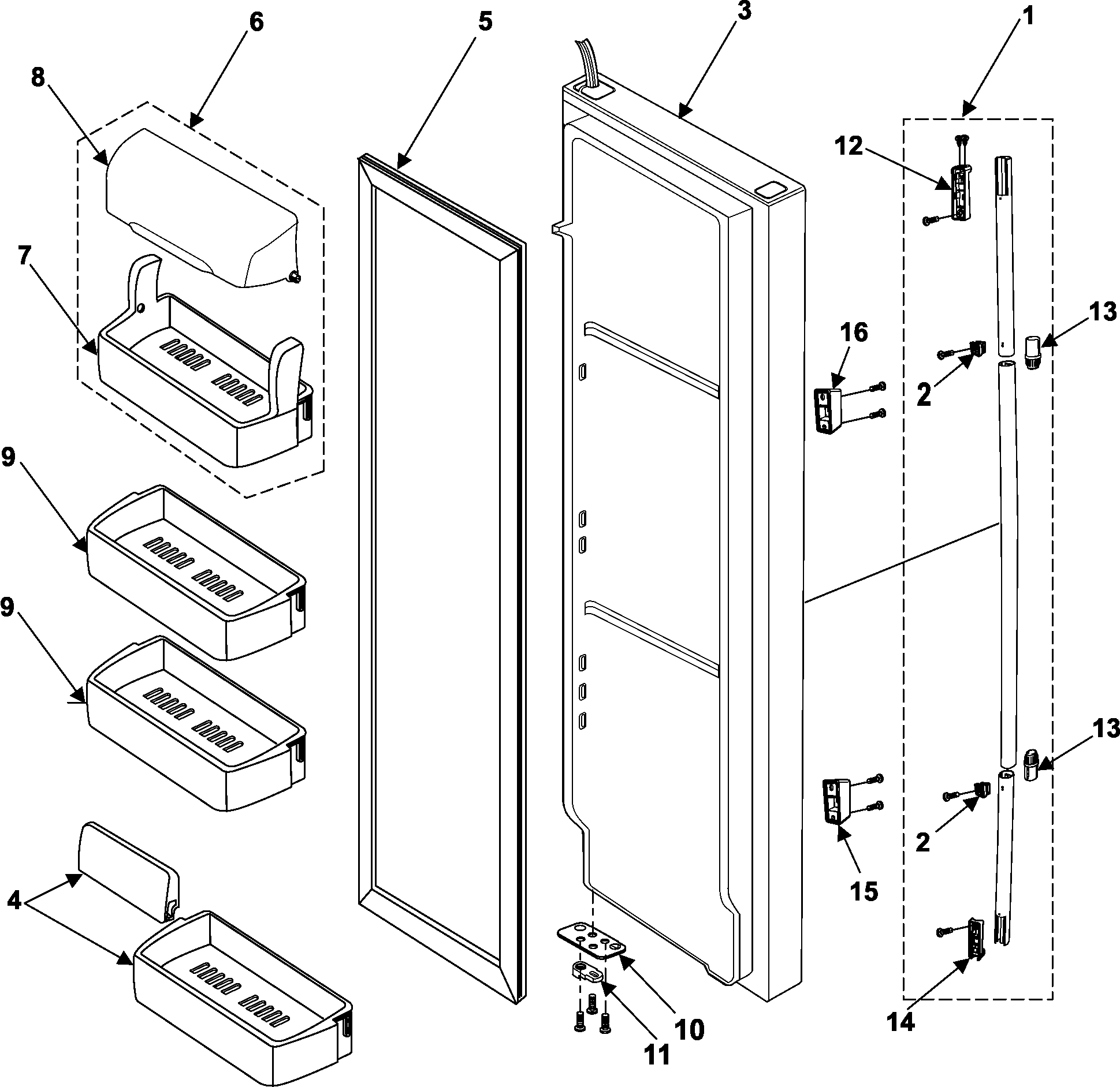 Samsung RS253BABB/XAA refrigerator door diagram