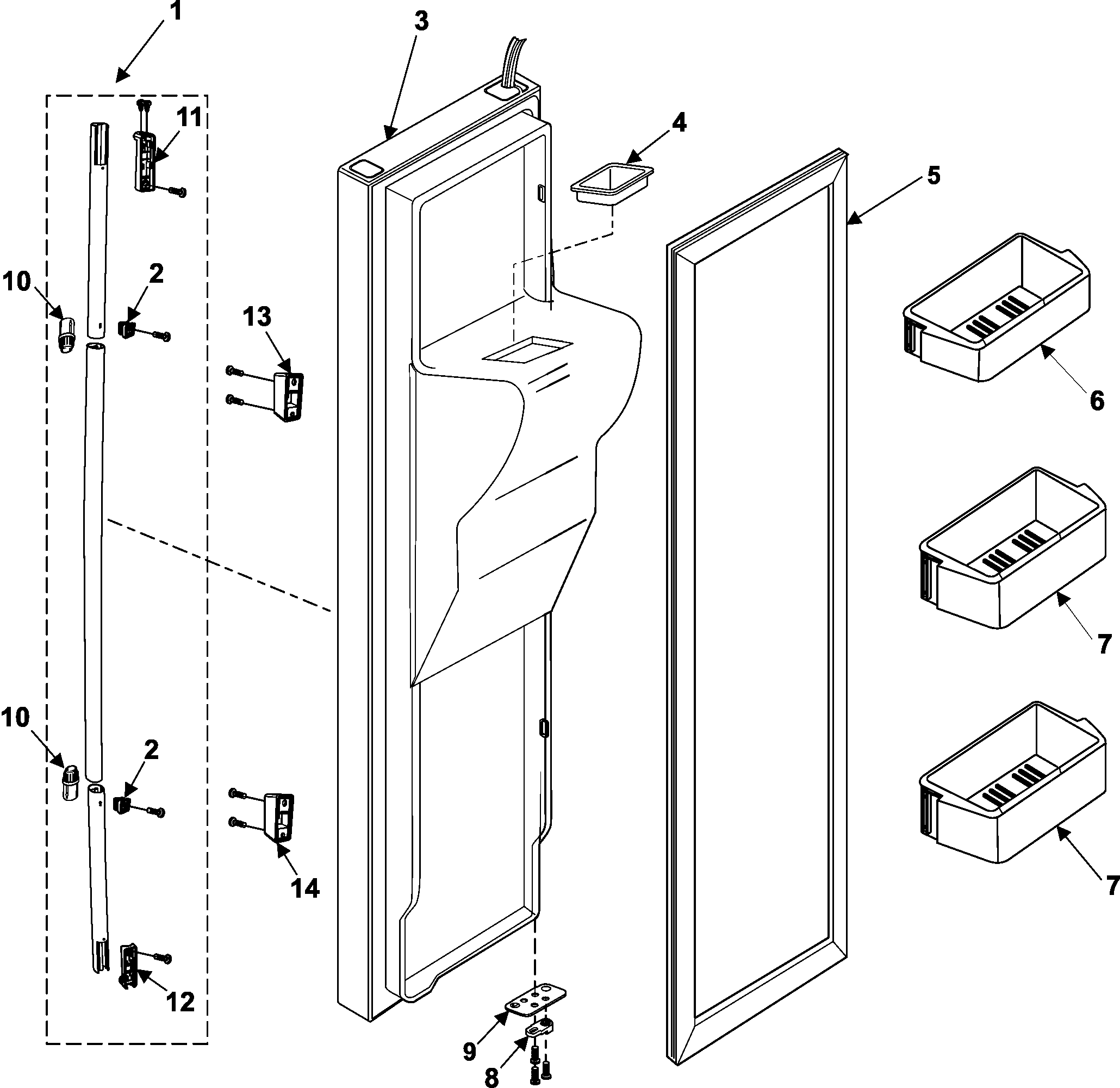 Samsung RS253BABB/XAA freezer door diagram