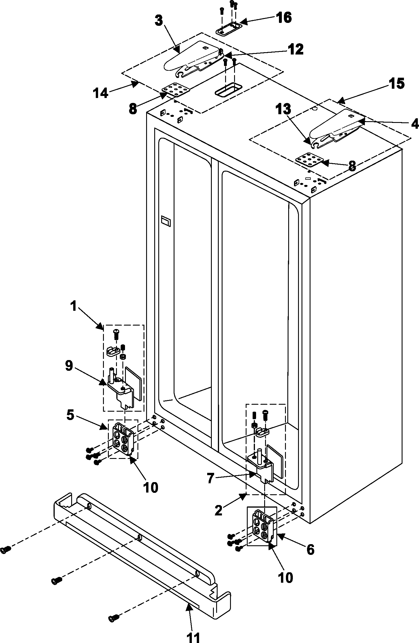 Samsung RS253BABB/XAA hinges diagram