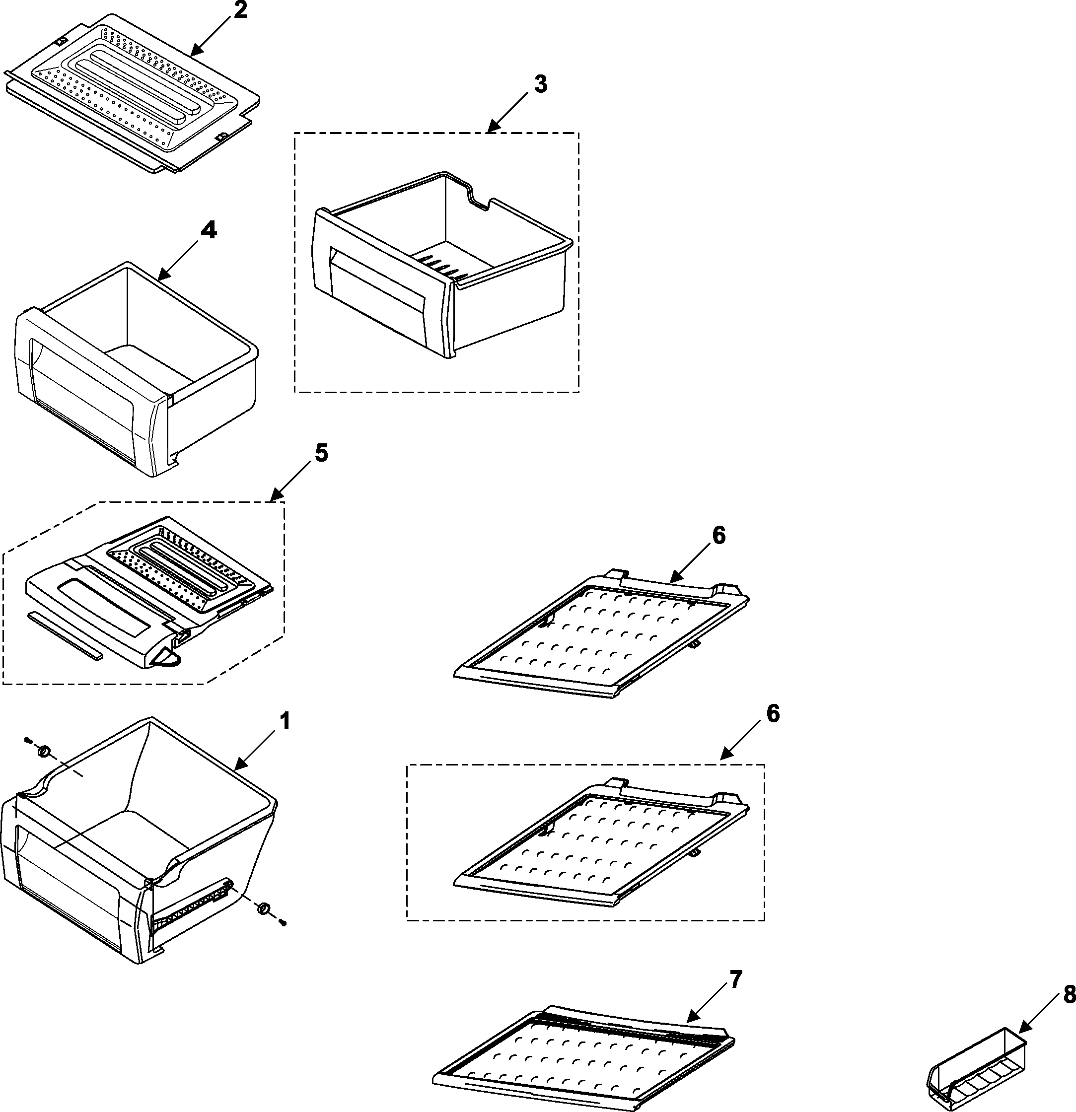 Samsung RS253BABB/XAA refrigerator shelves diagram