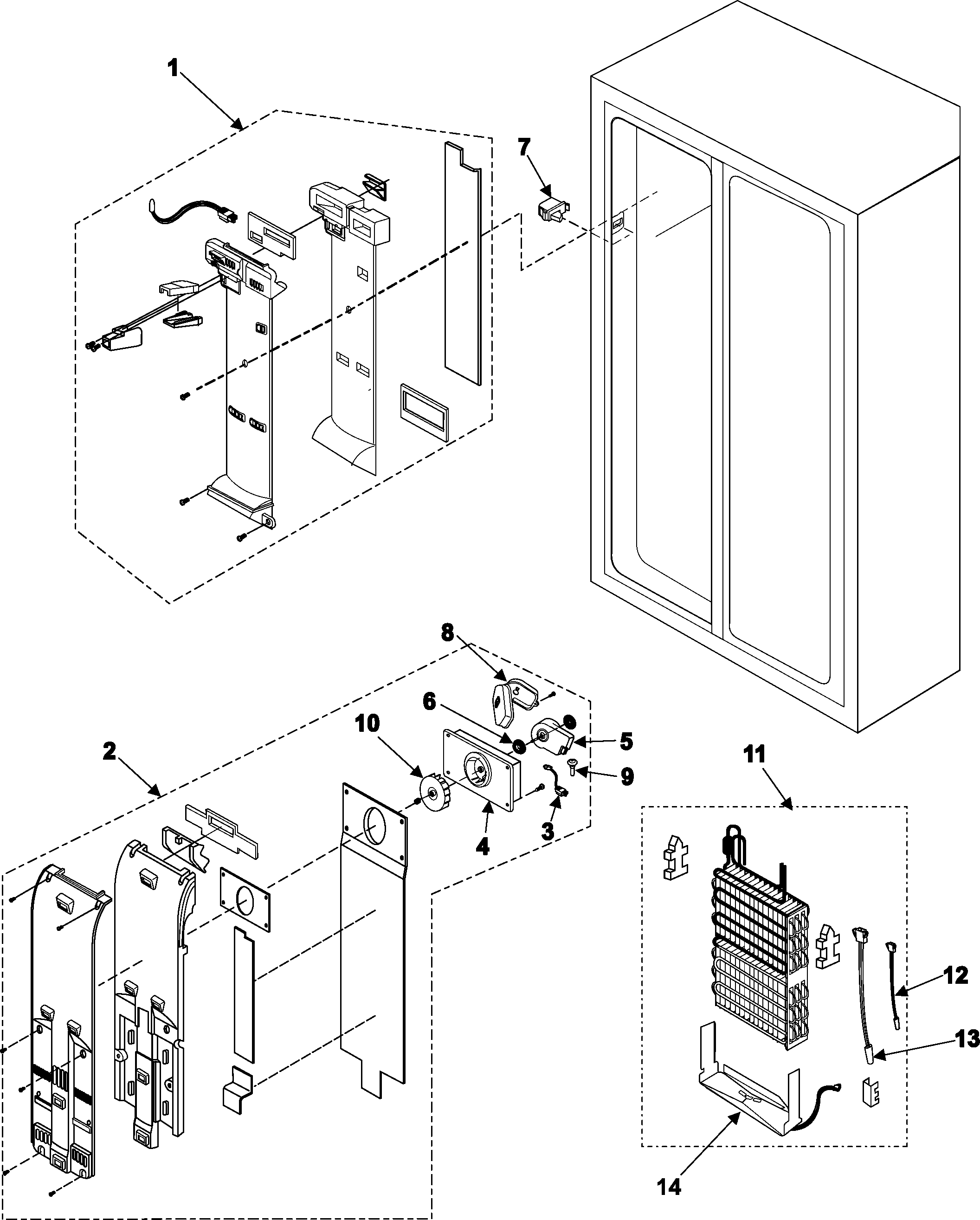 Samsung RS253BABB/XAA freezer compartment diagram