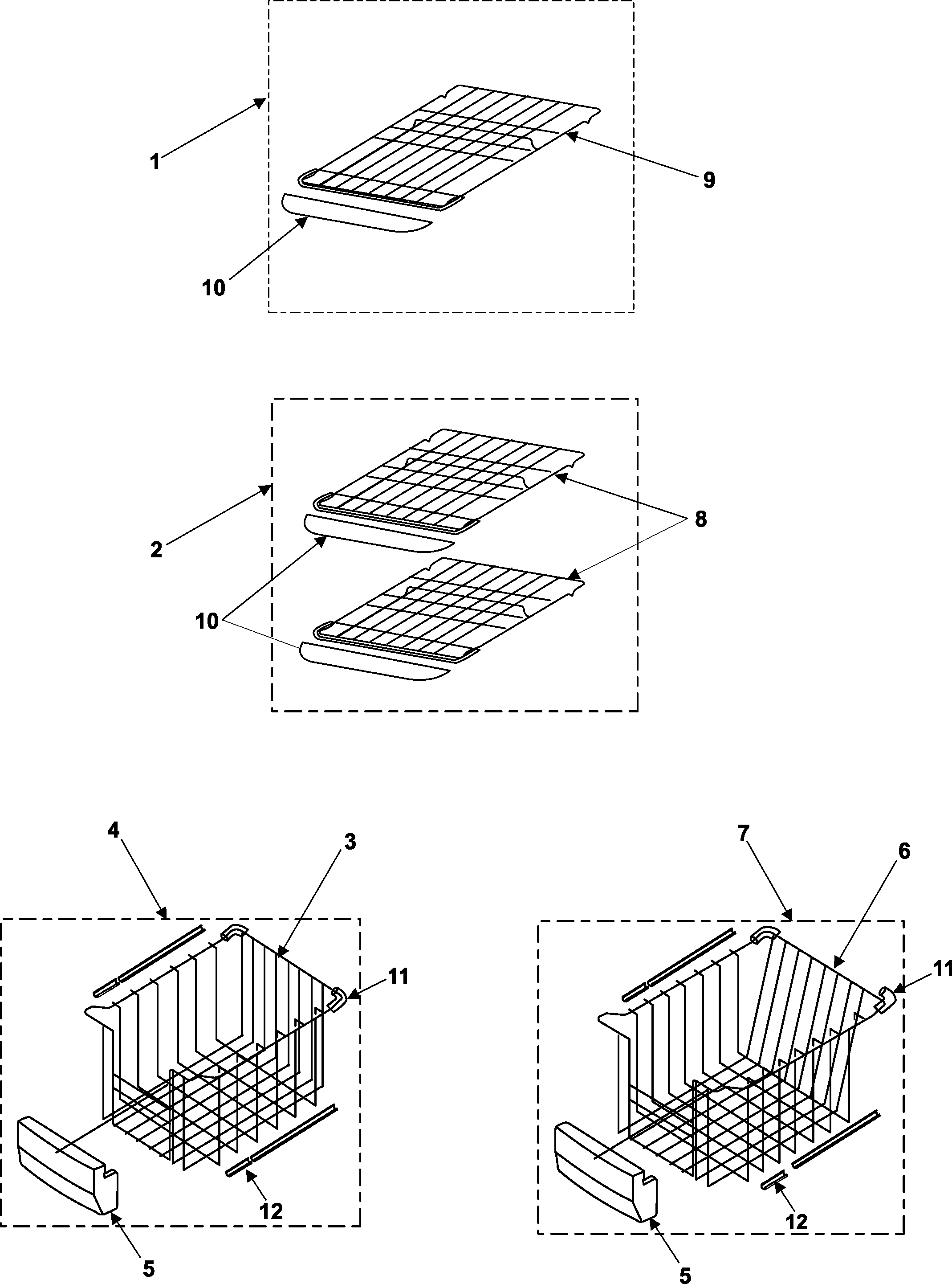 Samsung RS253BABB/XAA freezer shelves diagram