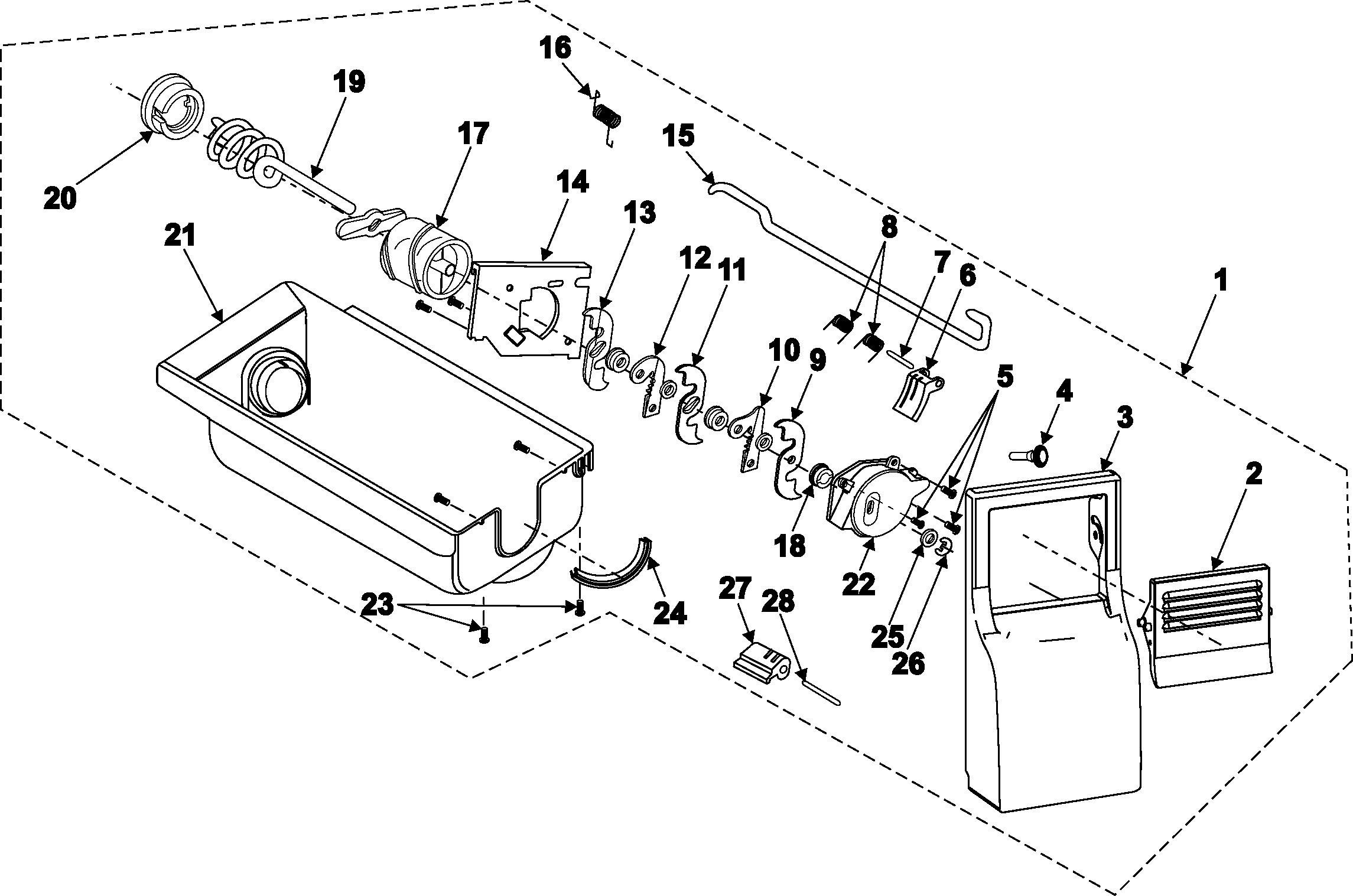 Samsung RS2644SL/XAA ice bin diagram