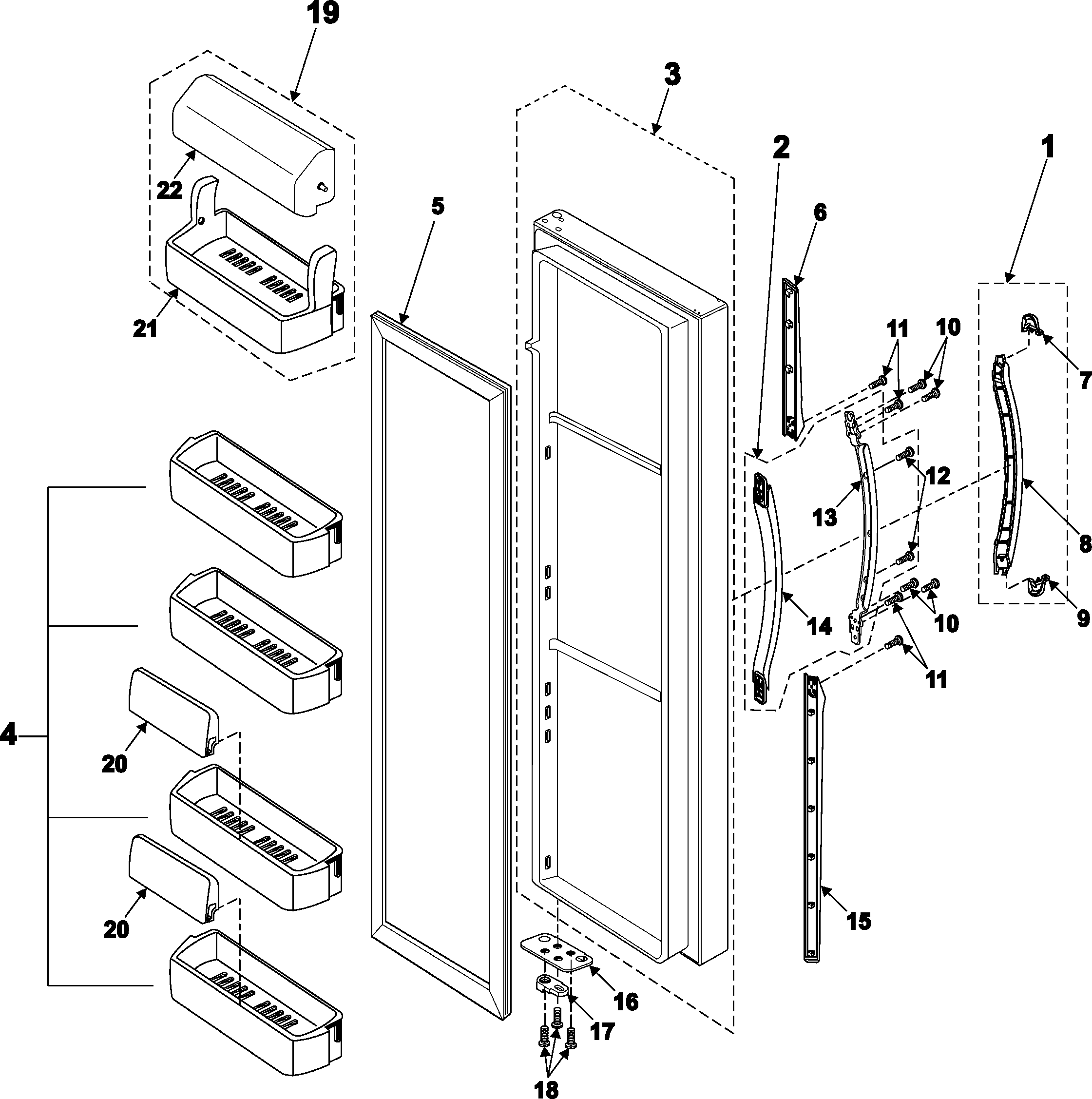 Samsung RS2545SH/XAA refrigerator door diagram