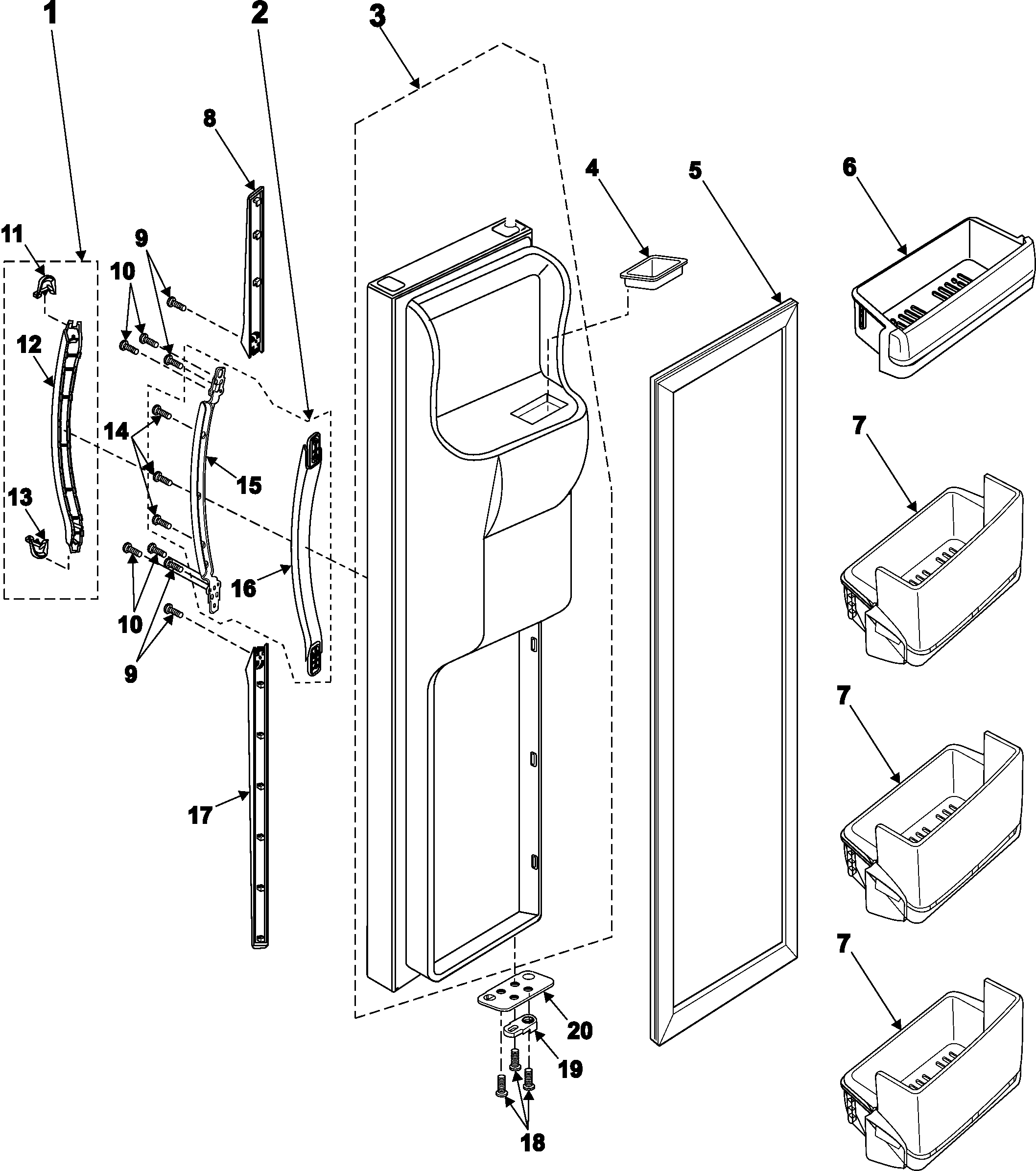 Samsung RS2545SH/XAA freezer door diagram