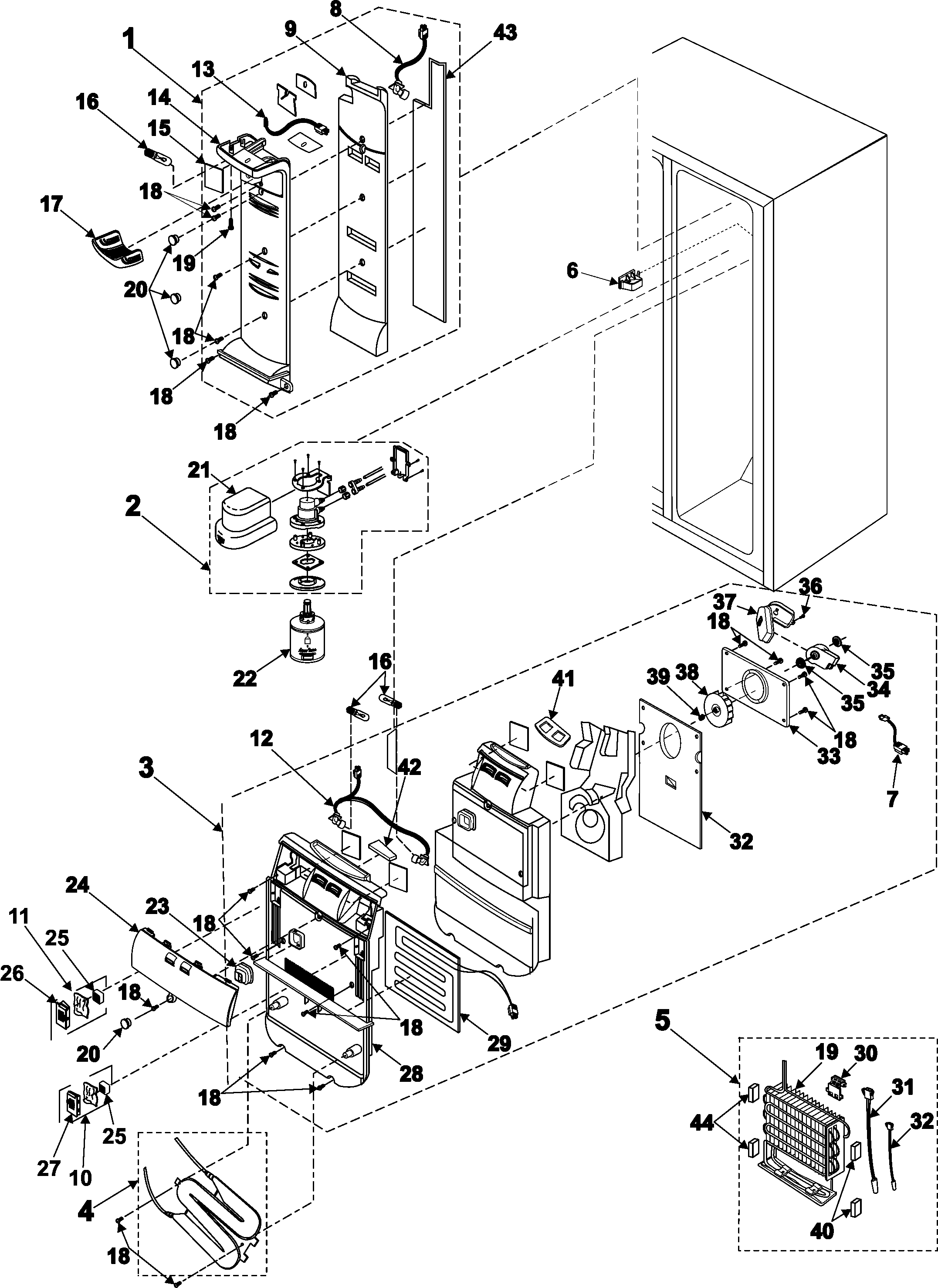 Samsung RS2545SH/XAA refrigerator compartment diagram