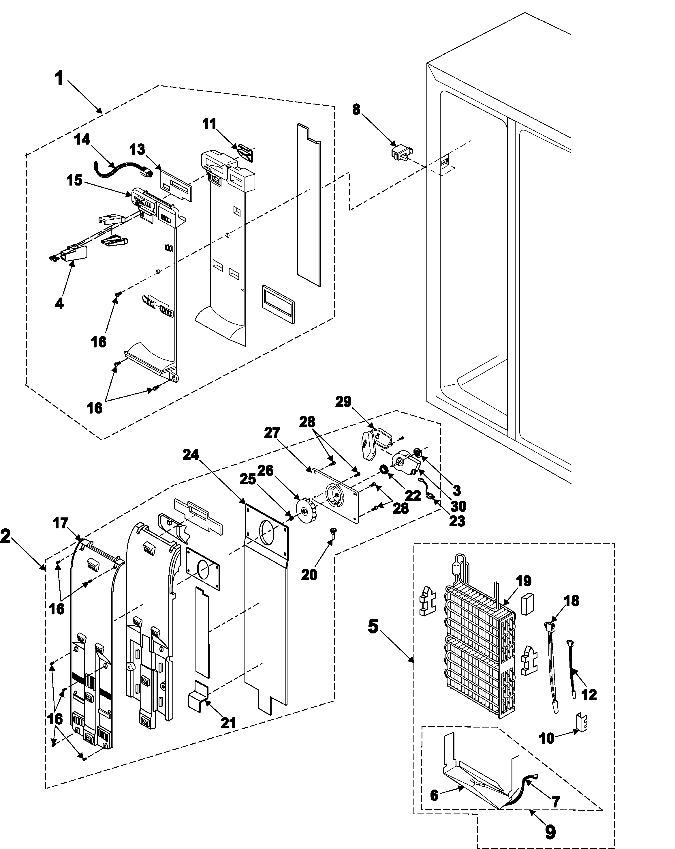 Samsung RS2545SH/XAA freezer compartment diagram