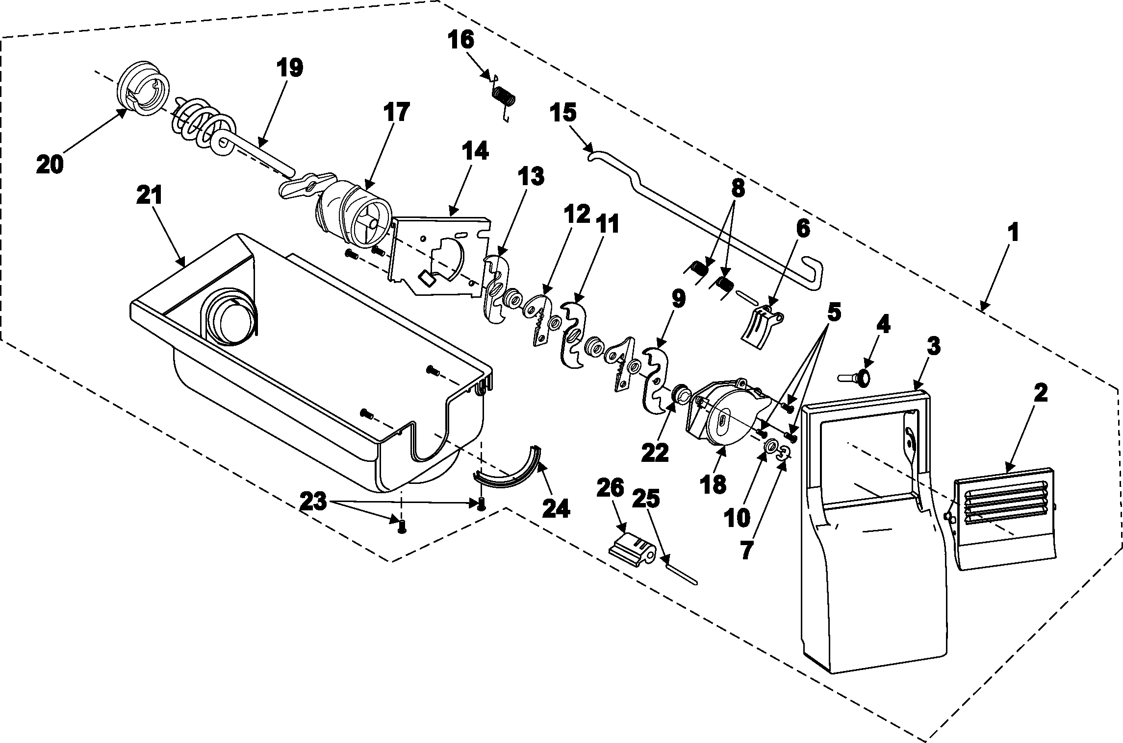 Samsung RS2545SH/XAA ice bin diagram