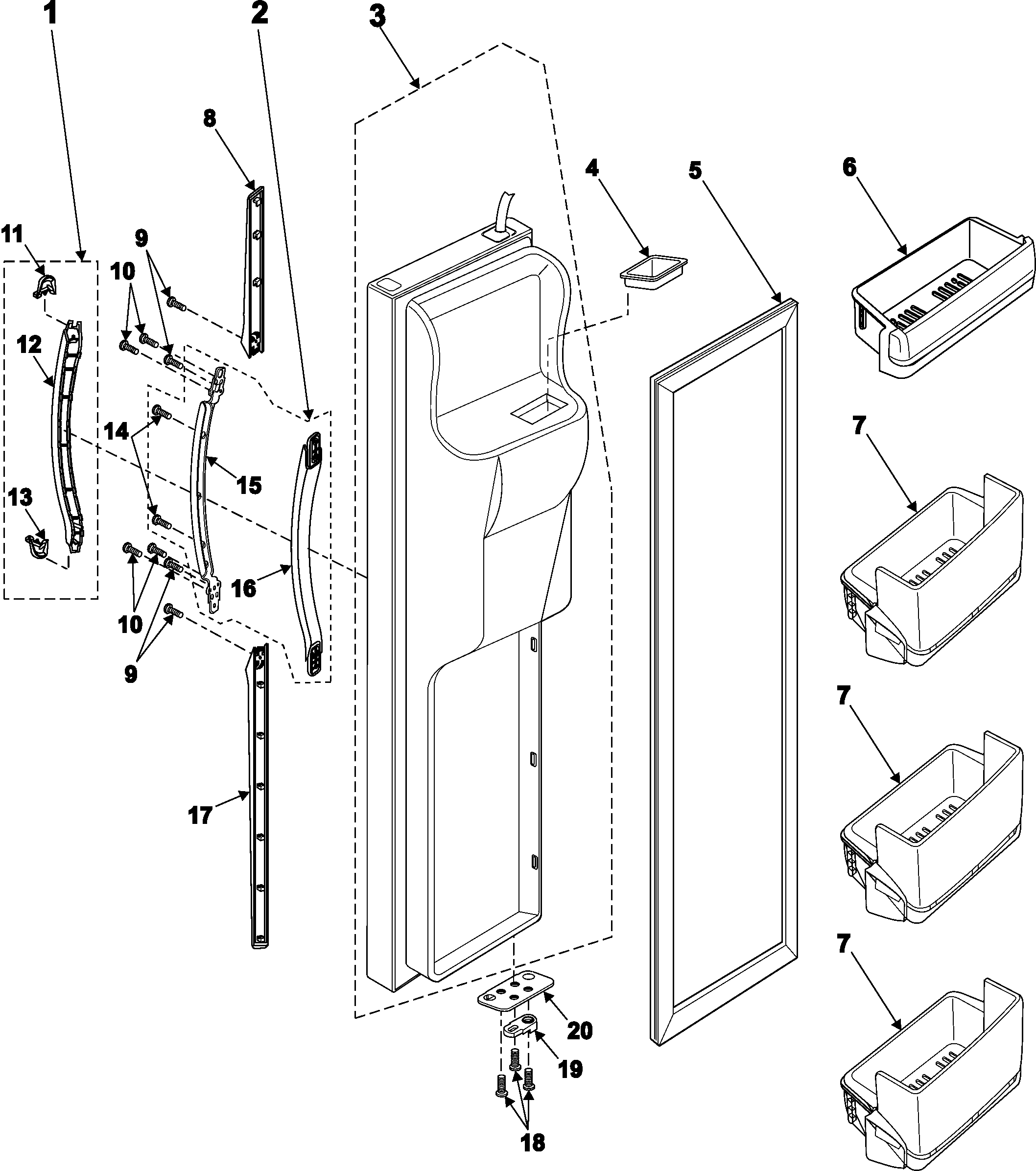 Samsung RS2666SL/XAA freezer door diagram