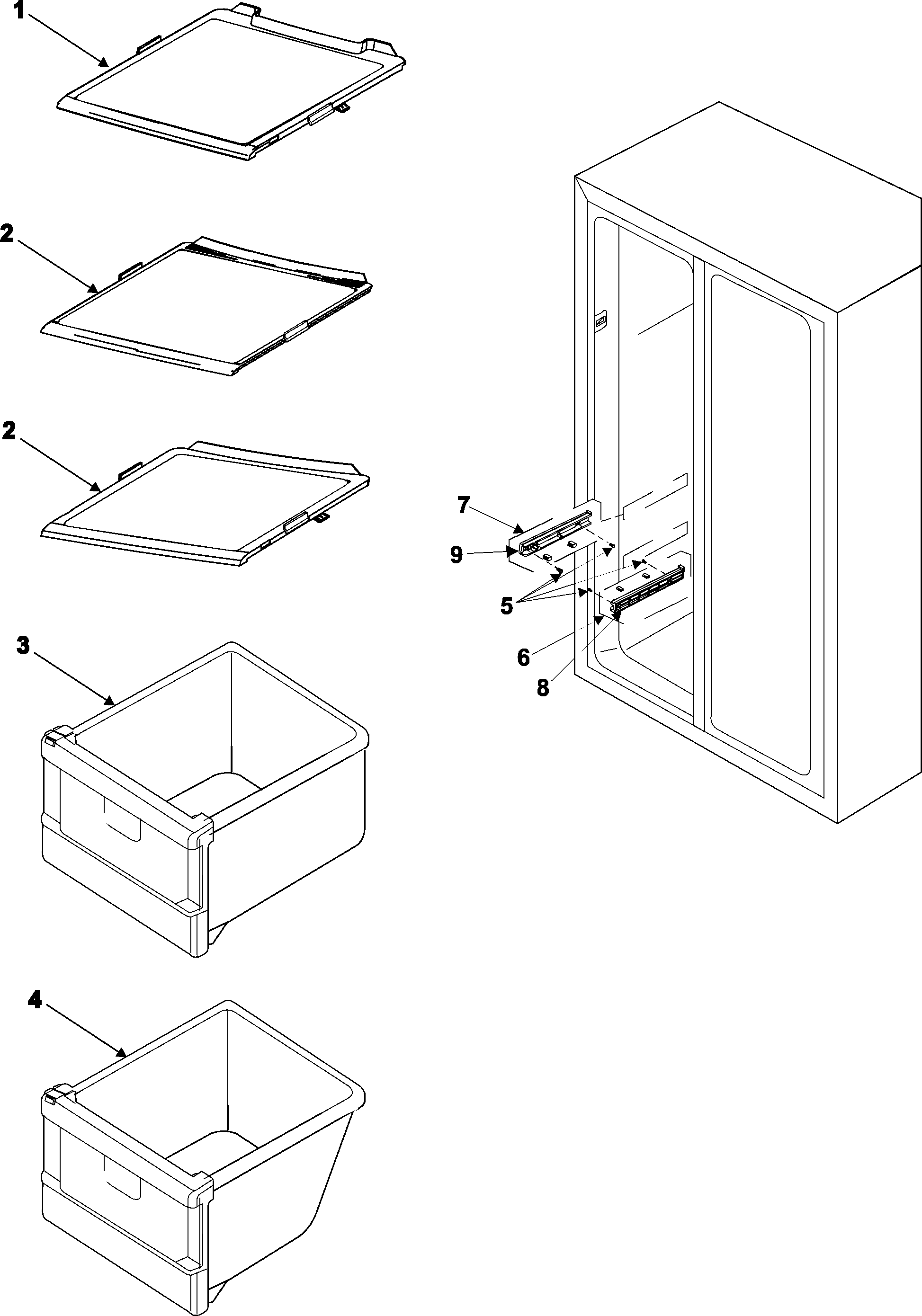 Samsung RS2666SL/XAA freezer shelves diagram