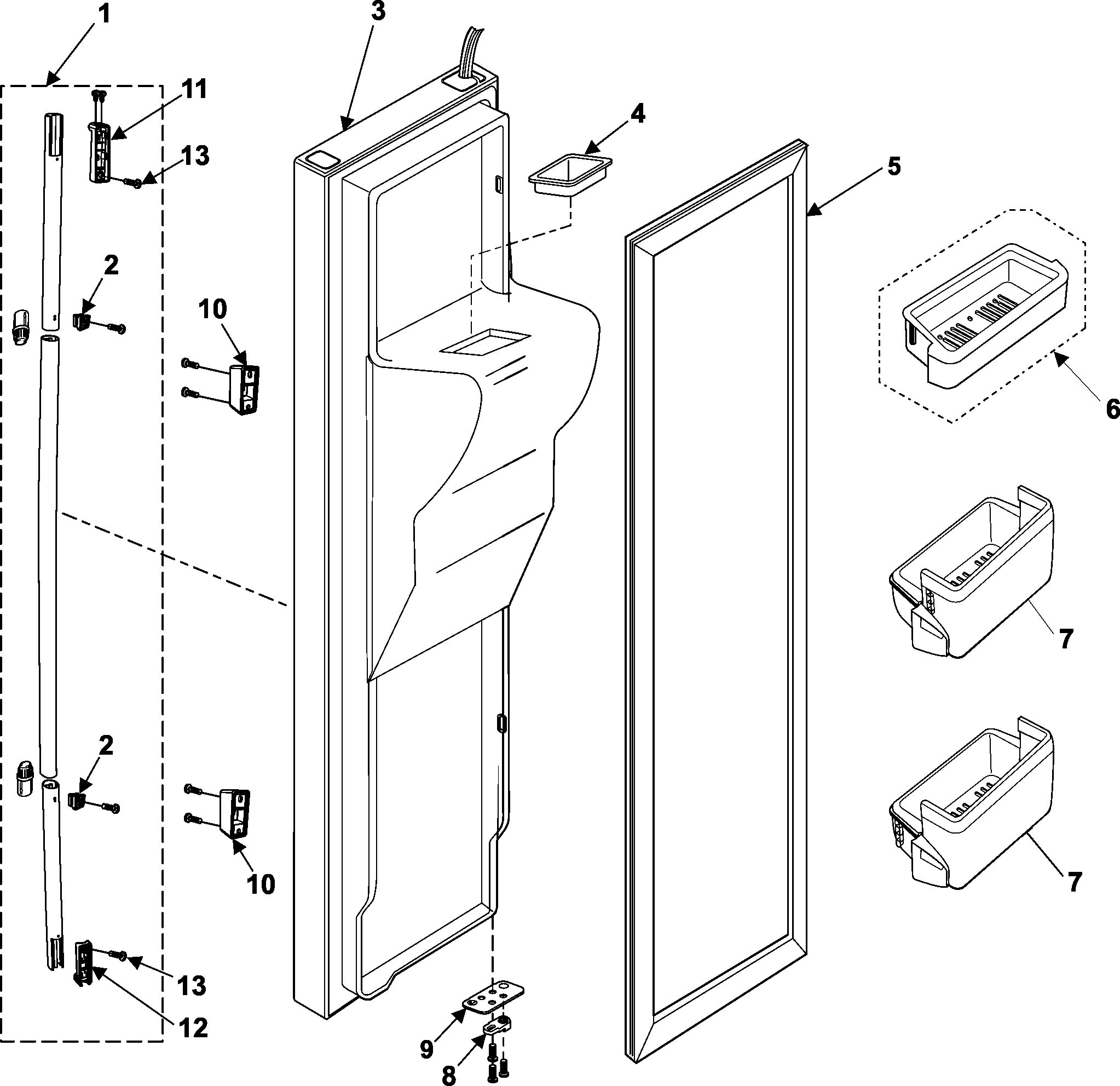 Samsung RS257BARB/XAA freezer door diagram