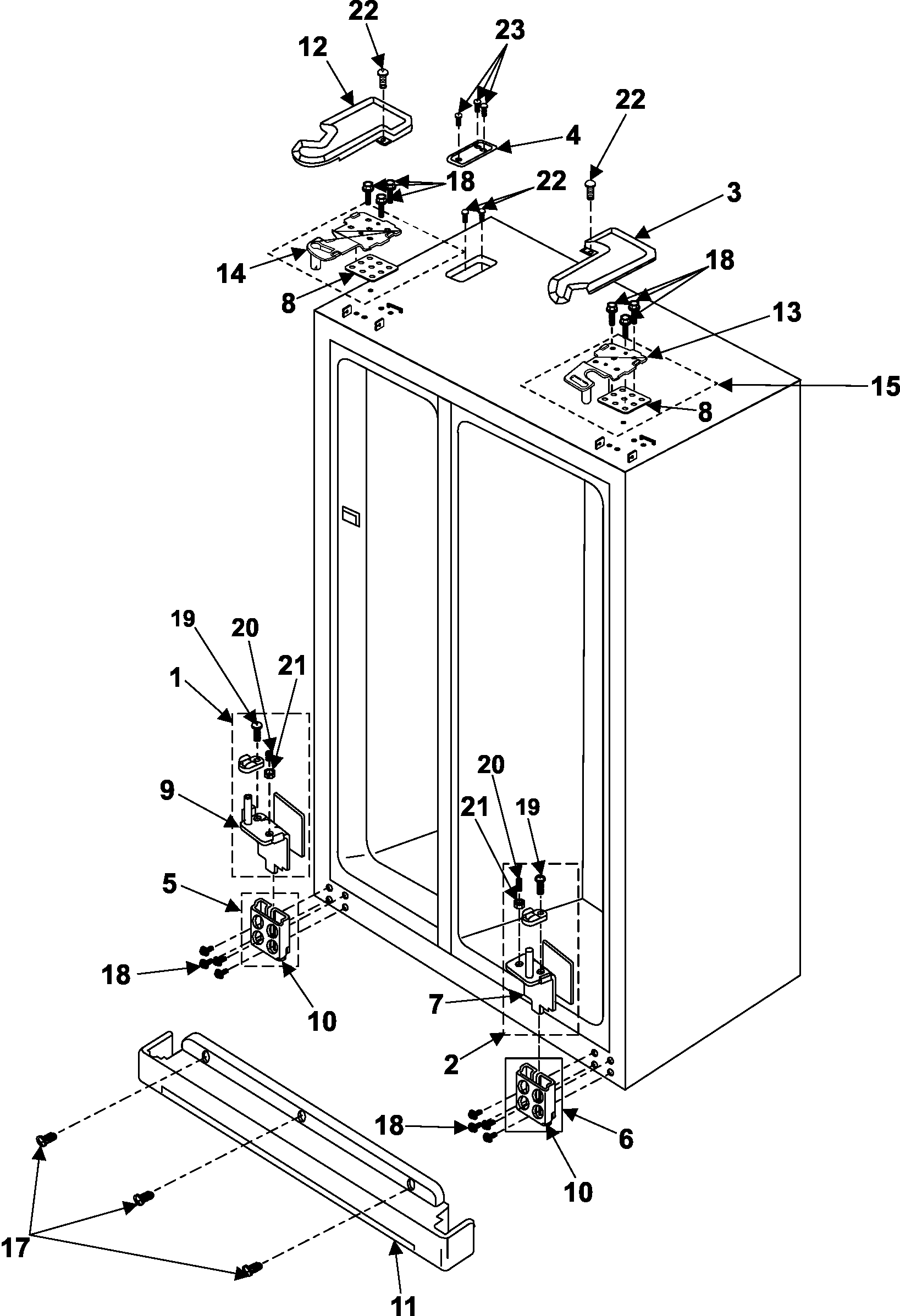 Samsung RS257BARB/XAA hinges diagram