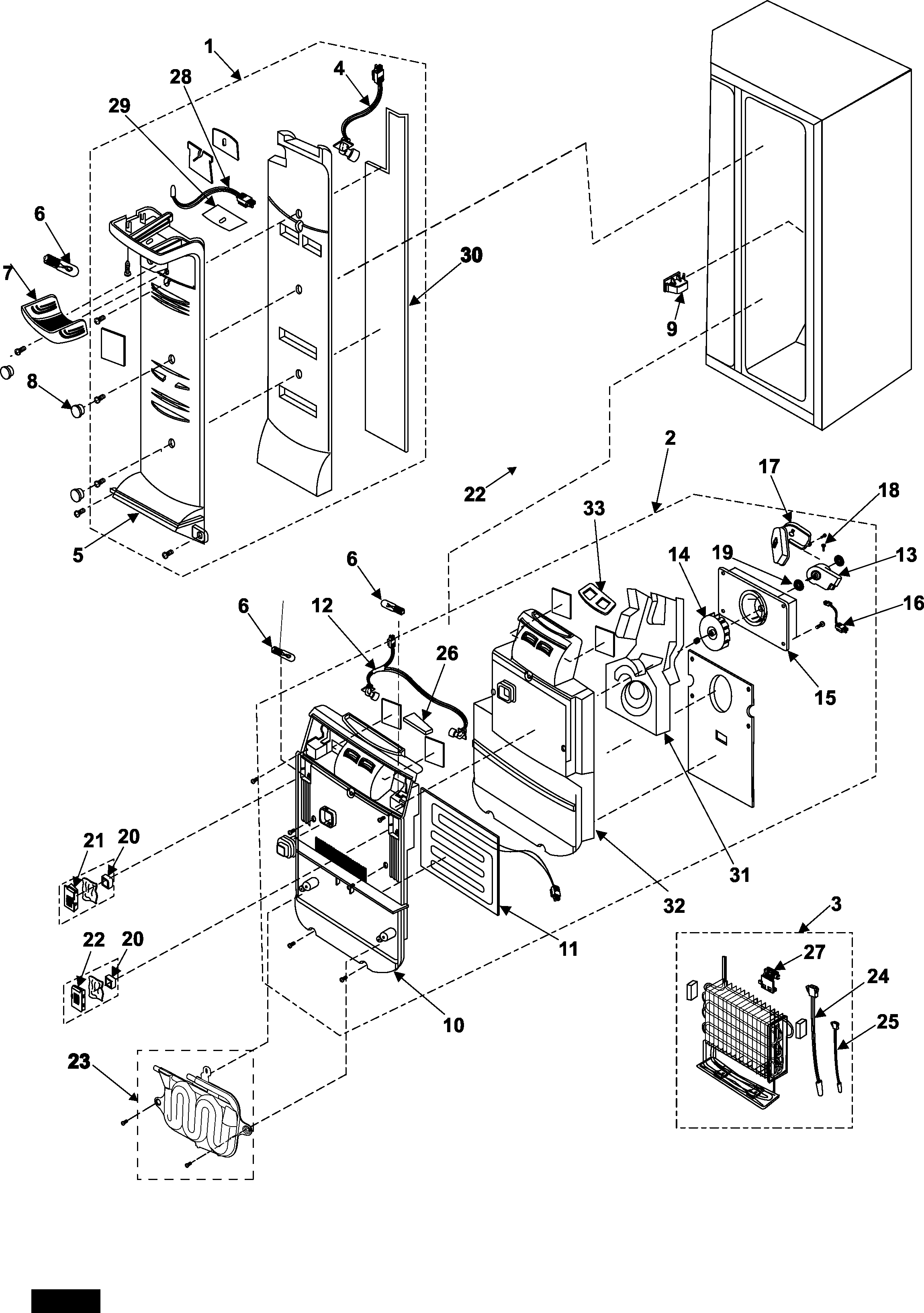 Samsung RS257BARB/XAA refrigerator compartment diagram