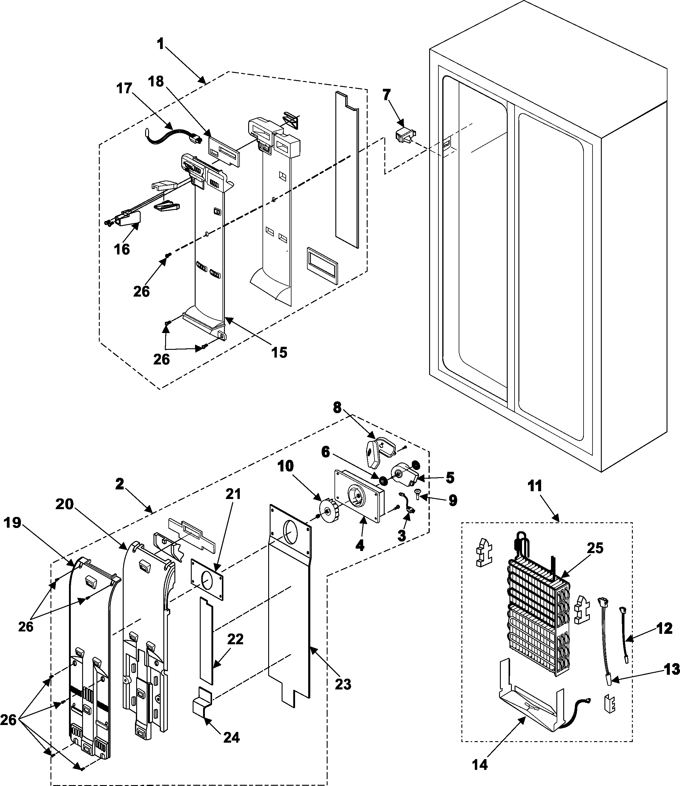 Samsung RS257BARB/XAA freezer compartment diagram