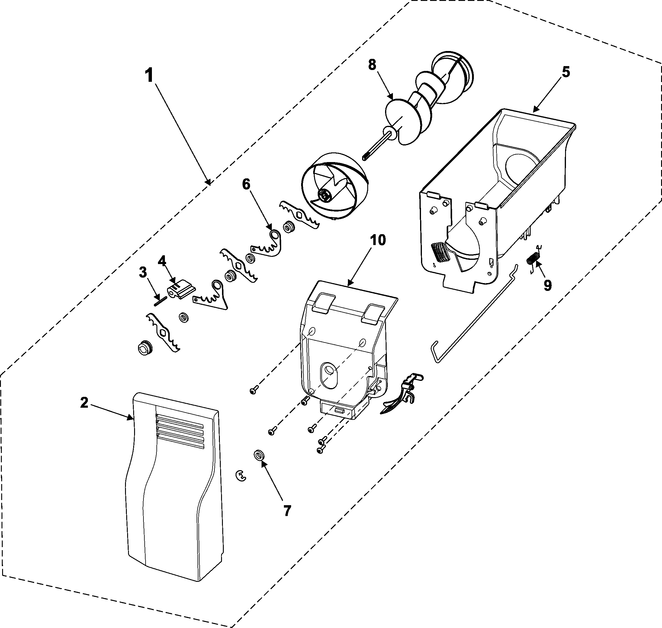 Samsung RS257BARB/XAA ice bin diagram