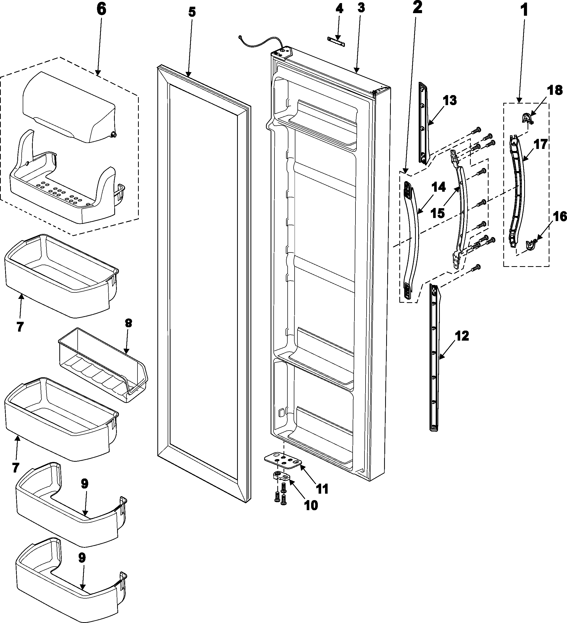Samsung RS2621SW/XAA refrigerator door diagram