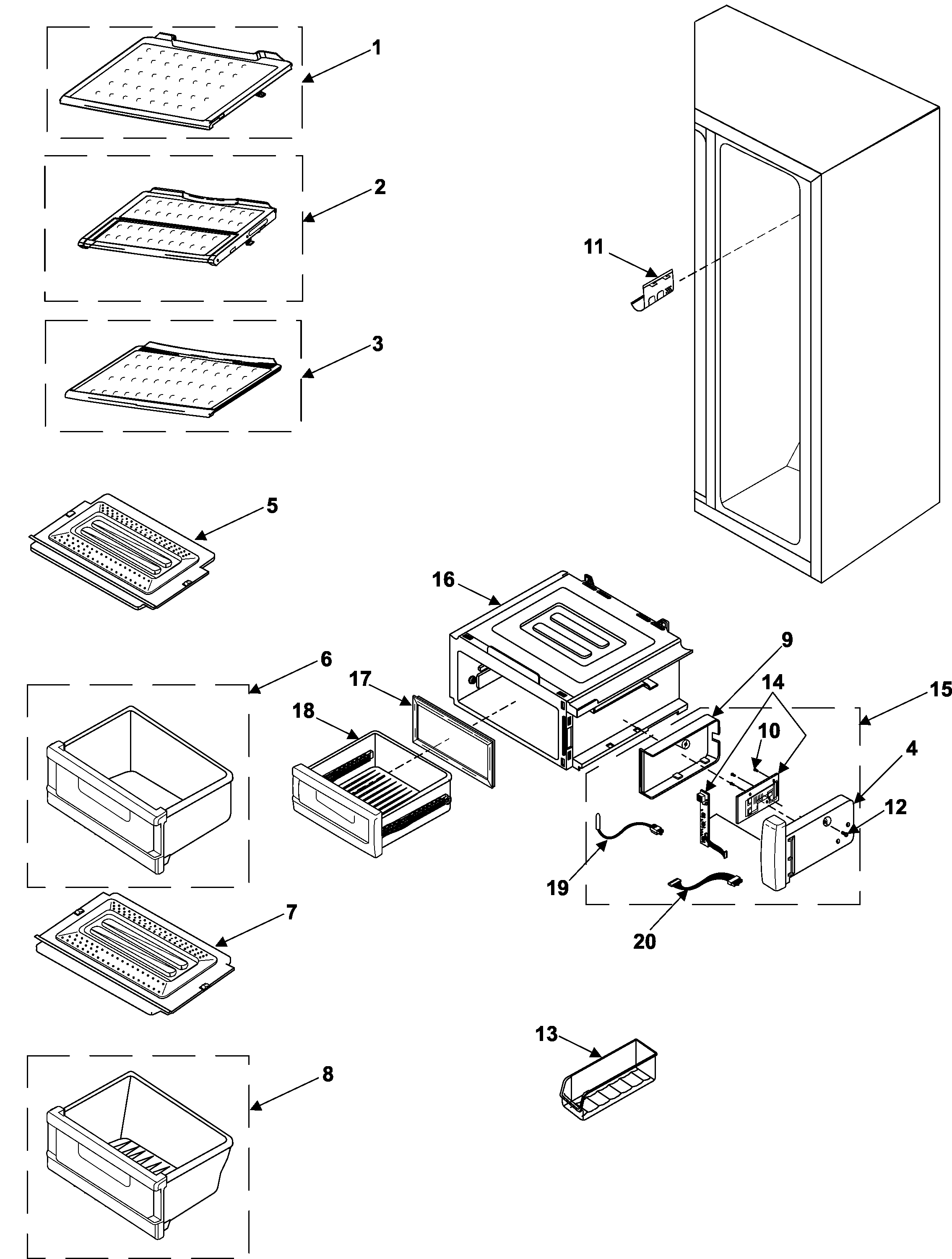 Samsung RH2777AT/XAA refrigerator shelves diagram