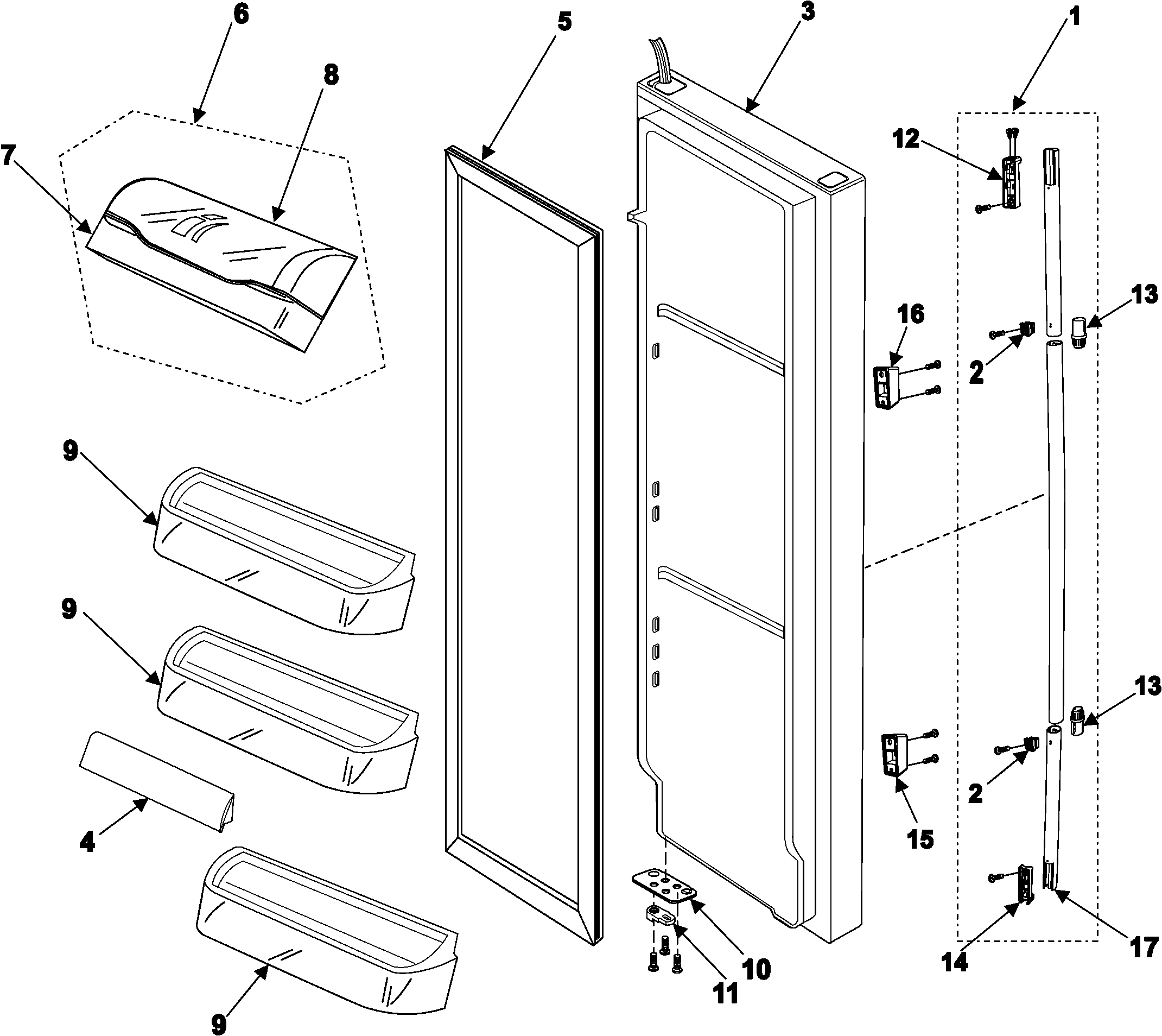 Samsung RS255BASB/XAA refrigerator door diagram