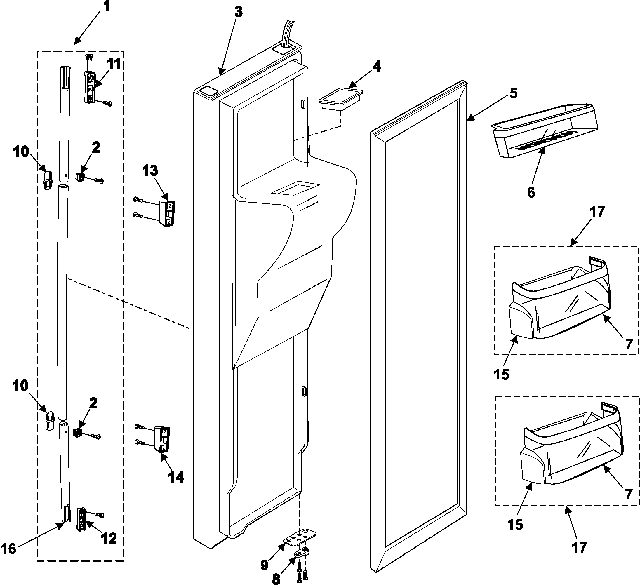 Samsung RS255BASB/XAA freezer door diagram