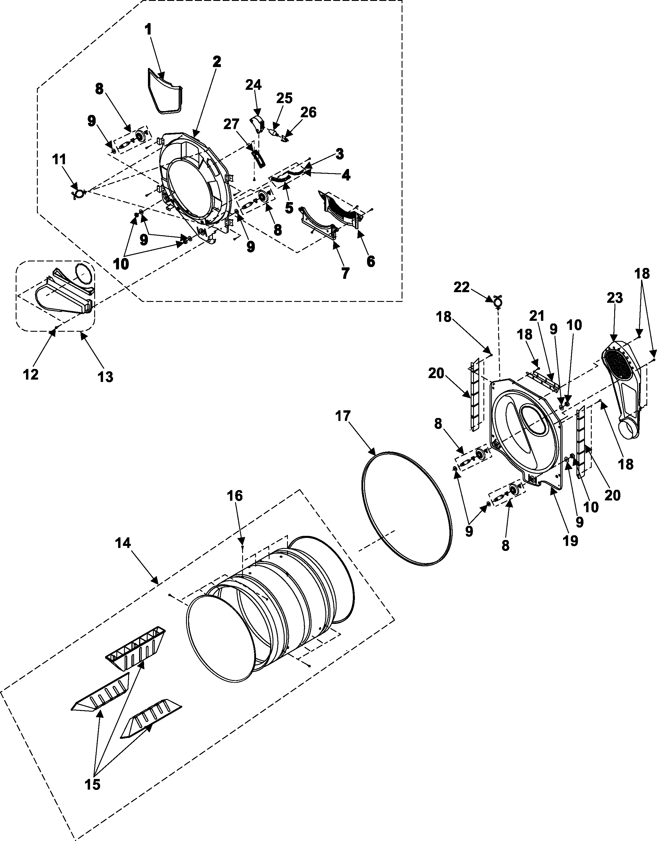 Samsung DV316BEW/XAA drum diagram