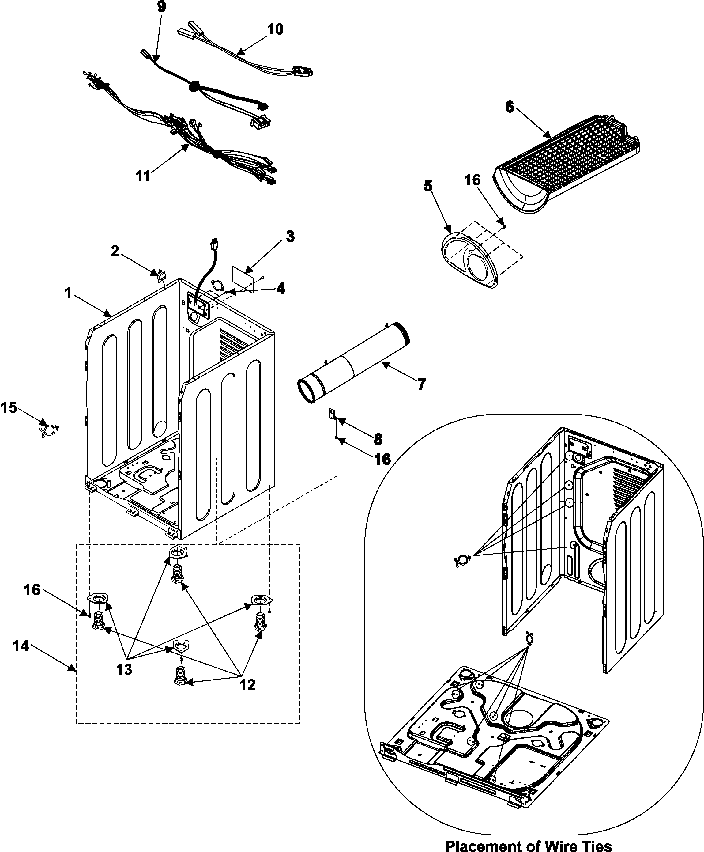 Samsung DV316BEW/XAA cabinet diagram