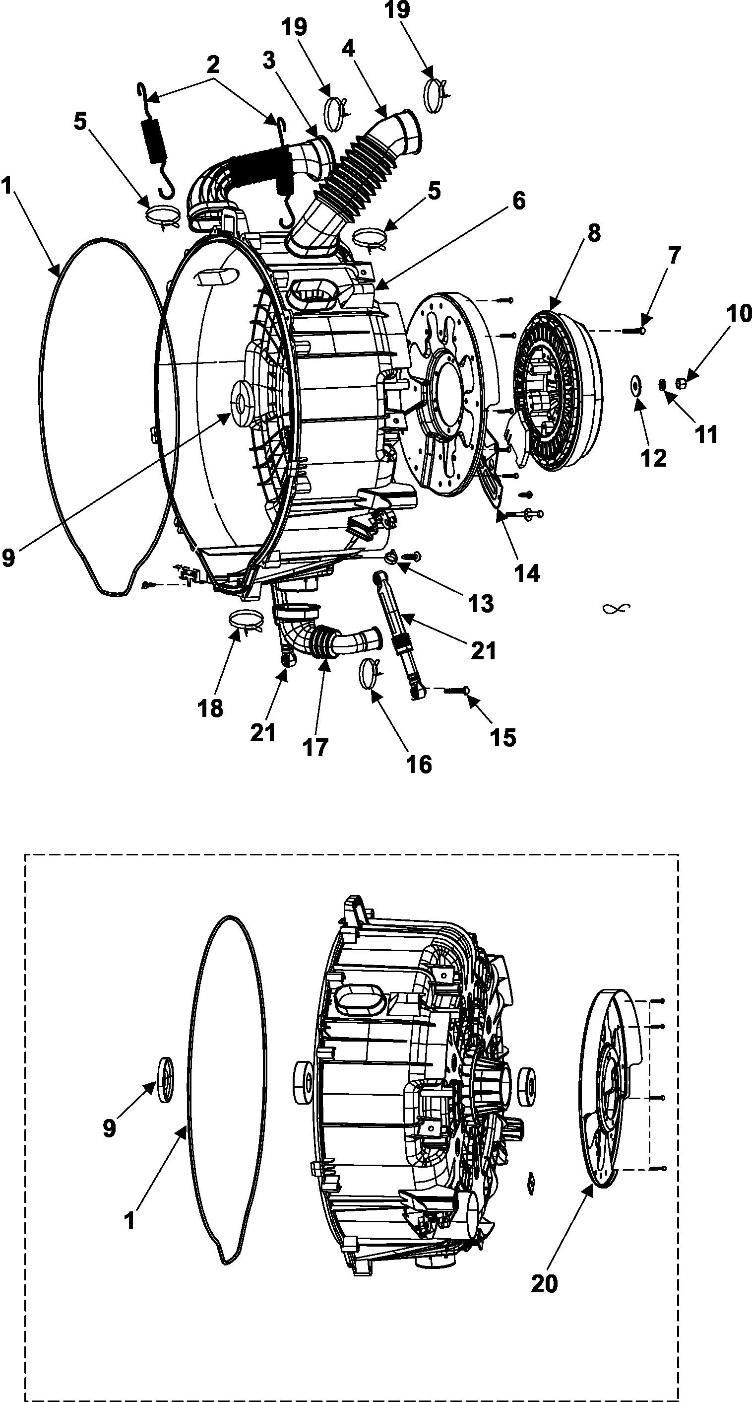 Samsung WF306BHW/XAA tub back diagram