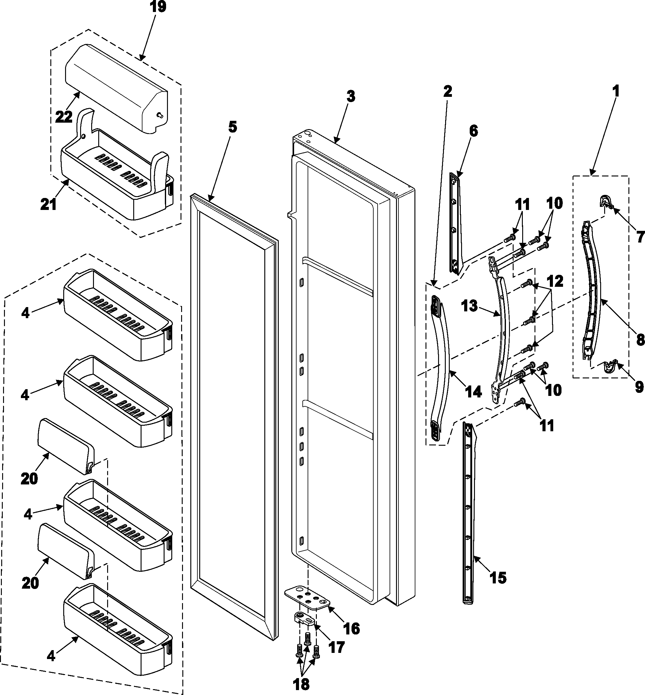 Samsung RS2622SW/XAA refrigerator door diagram