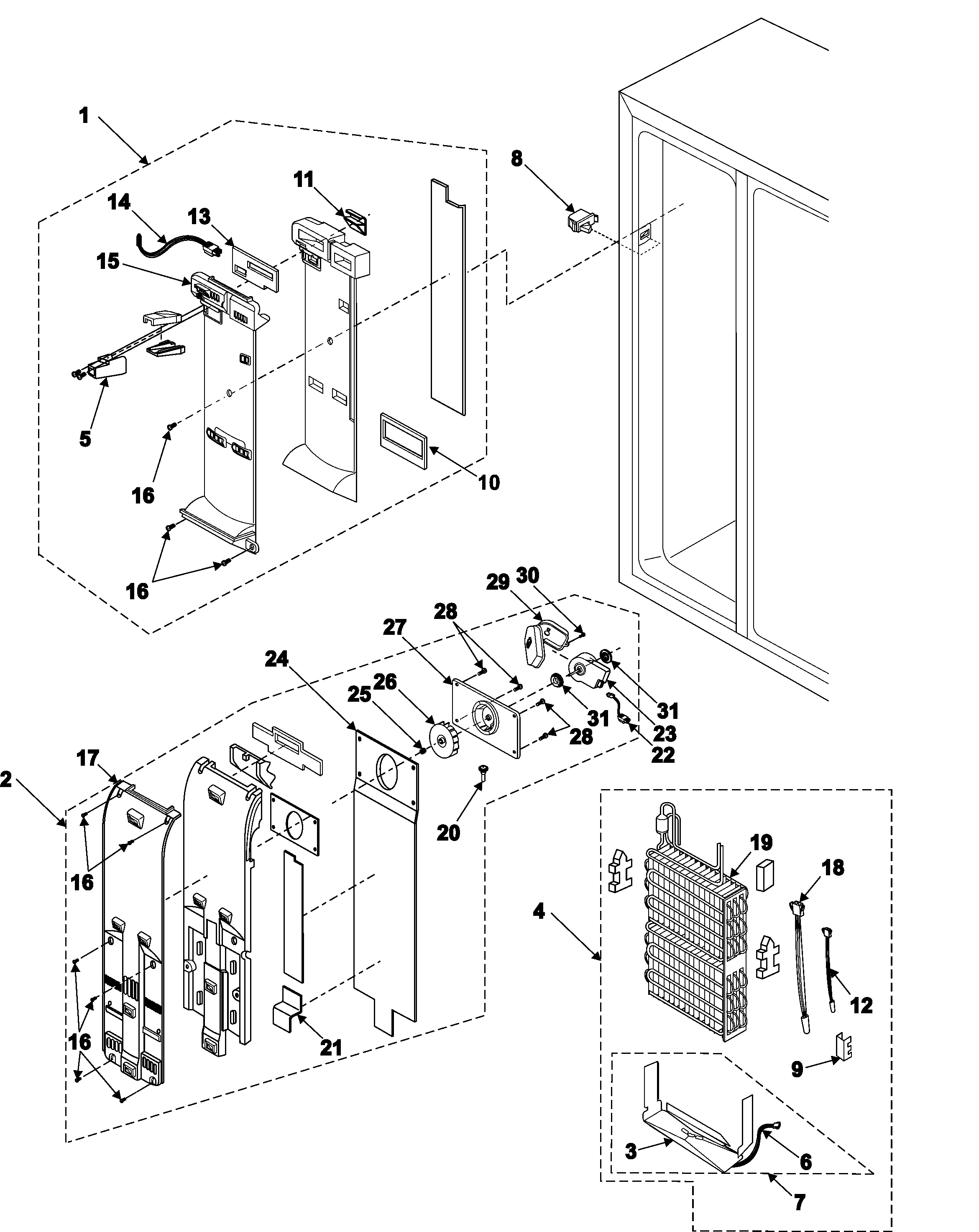 Samsung RS2622SW/XAA freezer compartment diagram