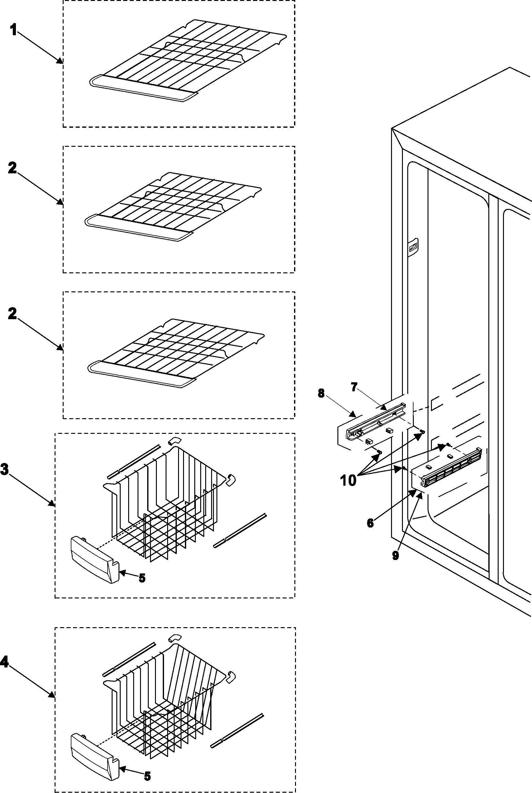 Samsung RS2622SW/XAA freezer shelves diagram
