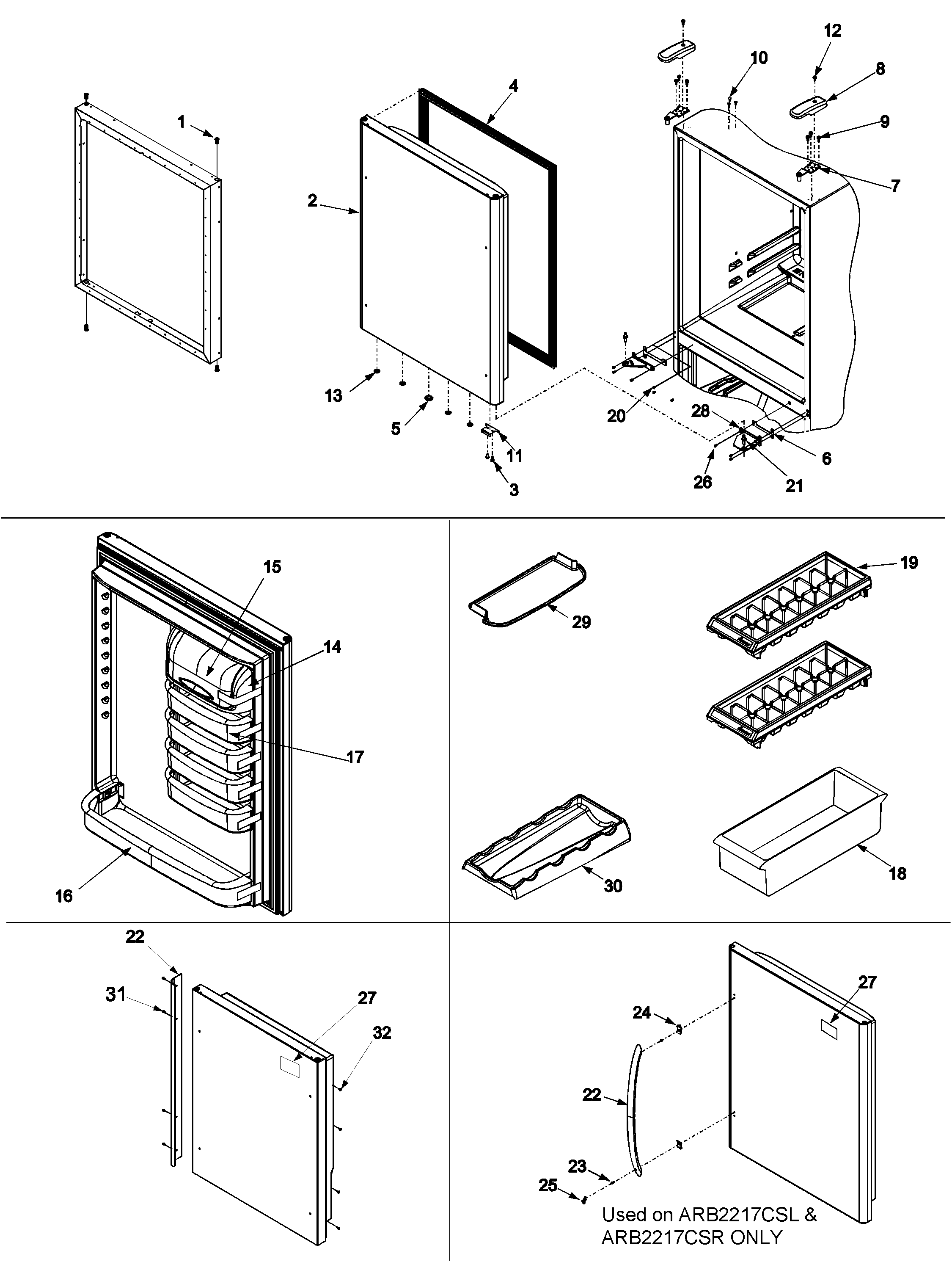 Amana ARB2217CW1 refrigerator door diagram