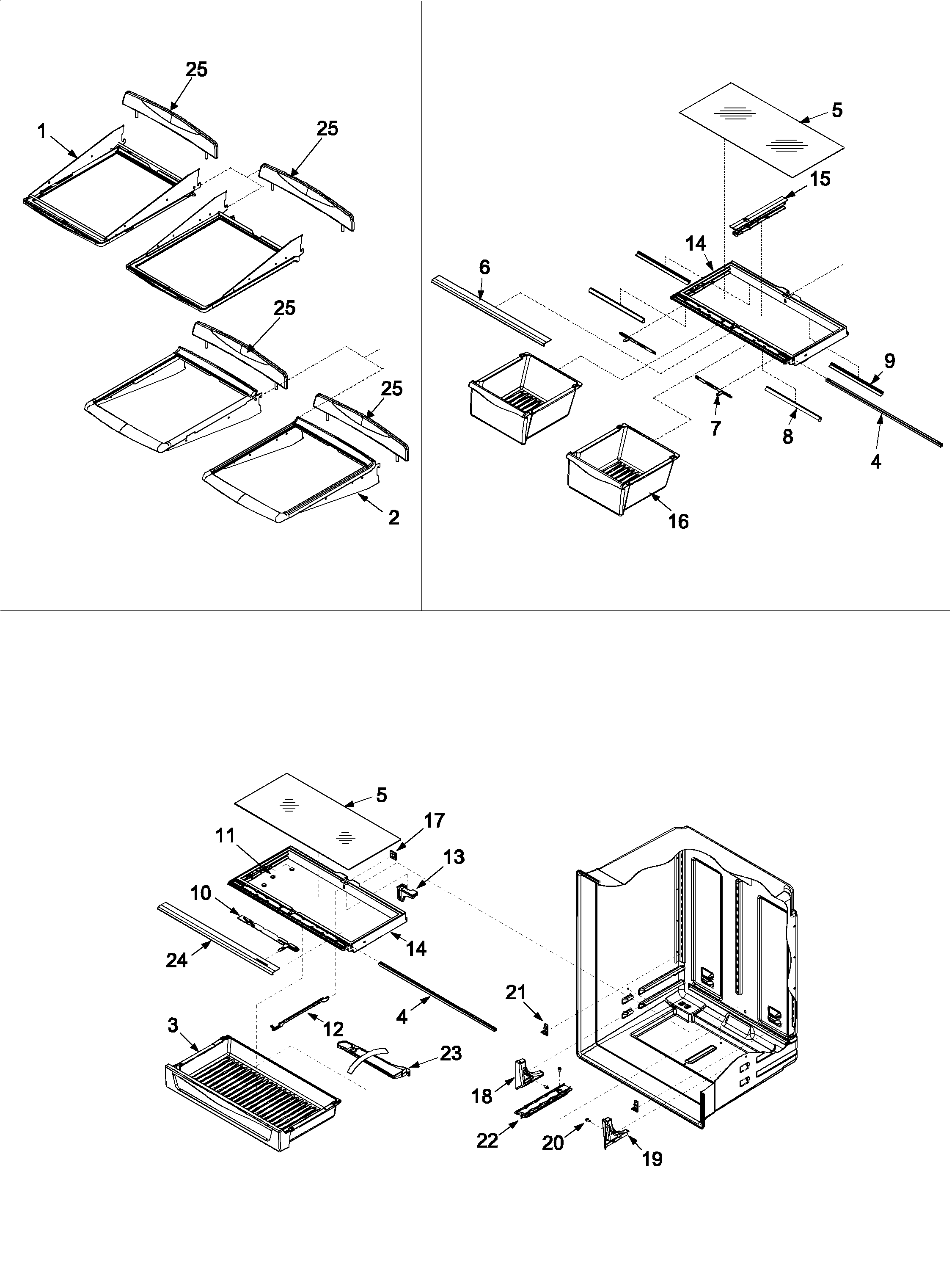 Amana ARB2217CW1 refrigerator shelving diagram