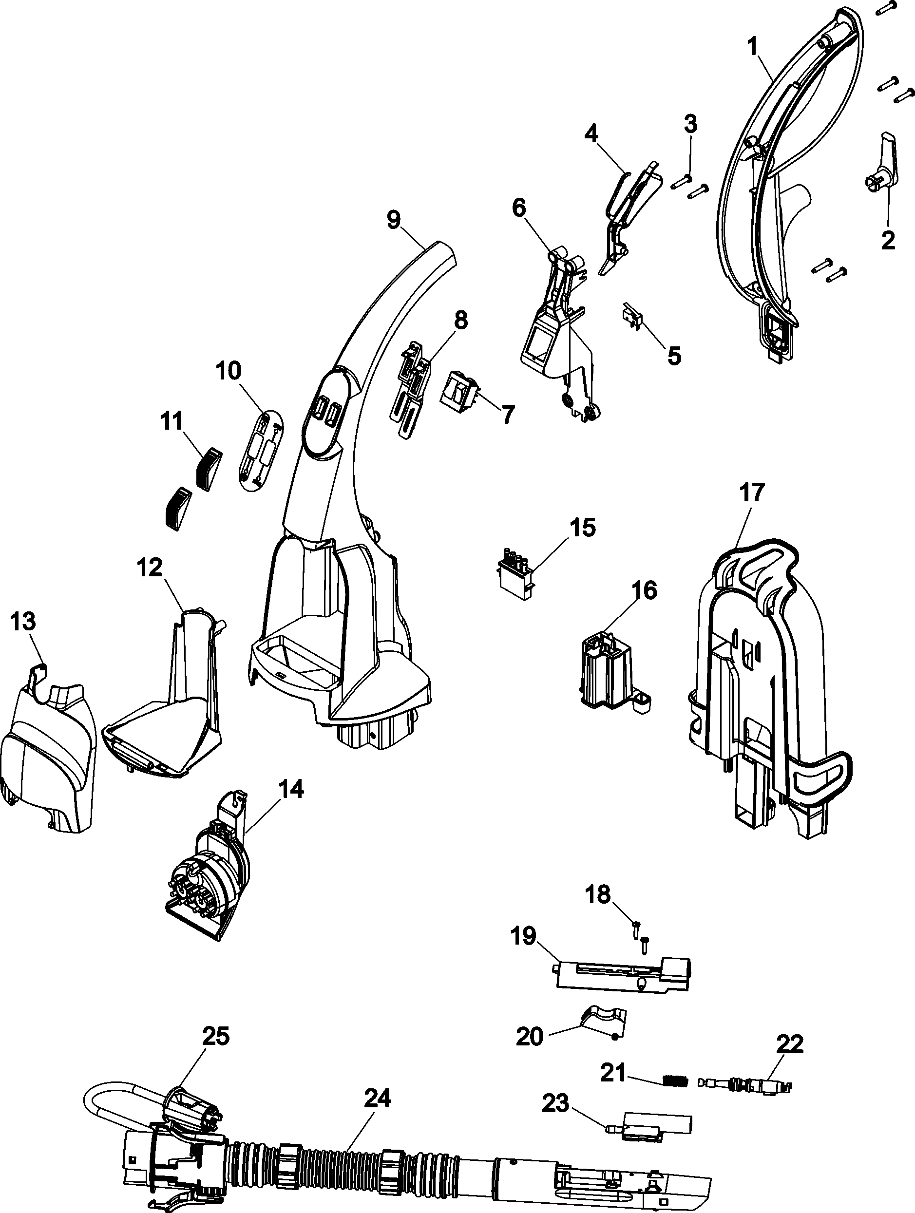 Hoover F7410-900 upper handle diagram