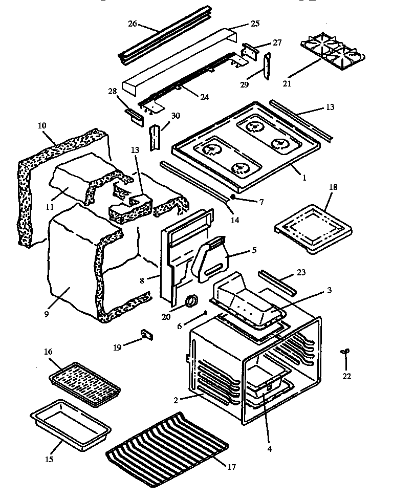 Modern Maid PHU202UK-P1130734NK main top and oven assy diagram