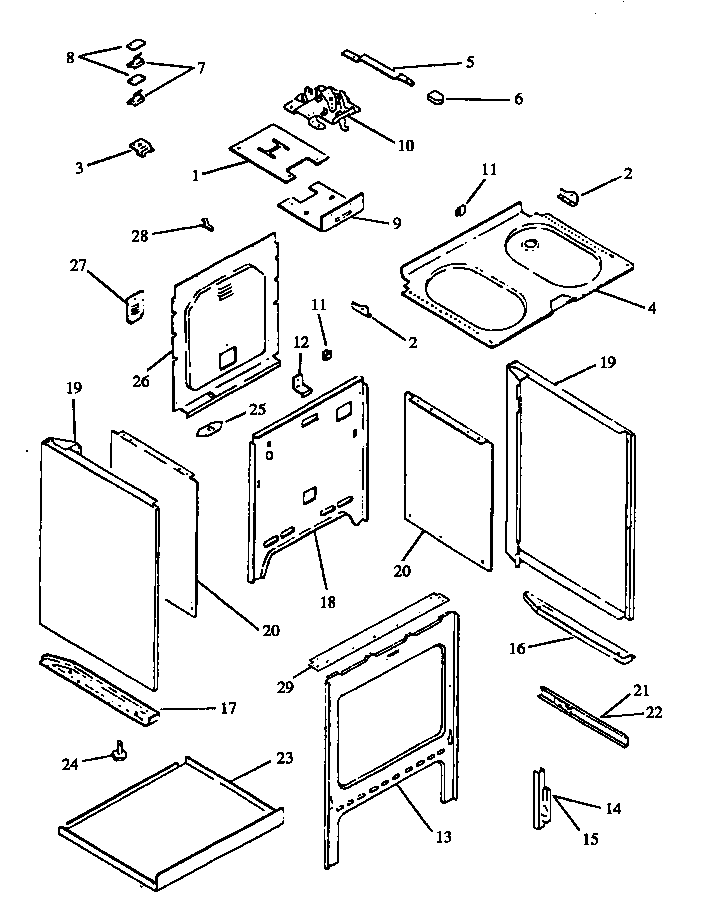 Caloric EST3102W-P1130627NW cabinet assy diagram