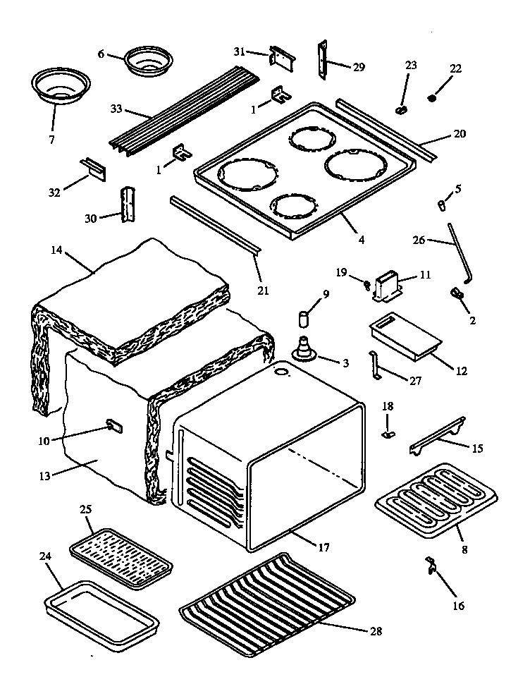 Caloric EST3102W-P1130627NW main top and oven assy diagram