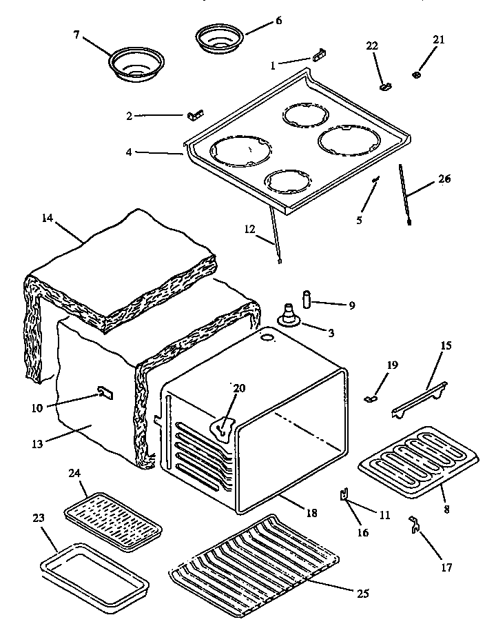 Caloric ESF31002W-P1142609NW main top and oven assy diagram