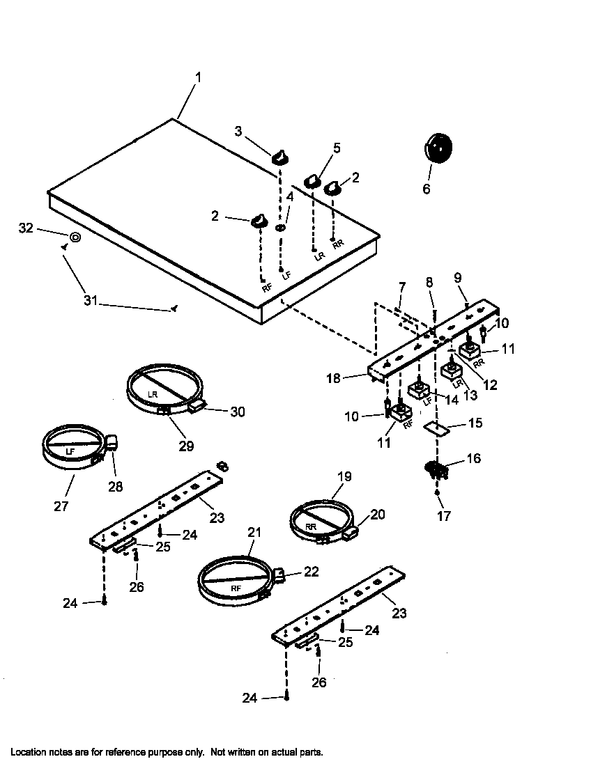 Amana CAK2T30E2-P1131582NE cooktop assy diagram