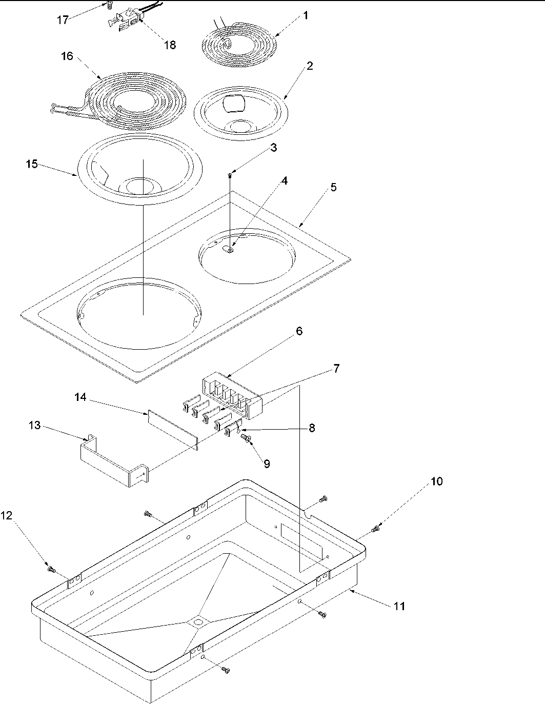 Amana CARDS801E-P1131925NE open coil cooktop - cc1ef/wf diagram