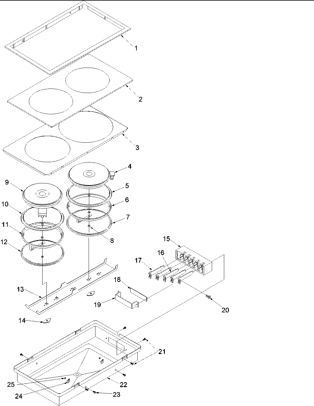Amana CARDS801WW-P1131936NWW glass cooktop - cc13e/w diagram