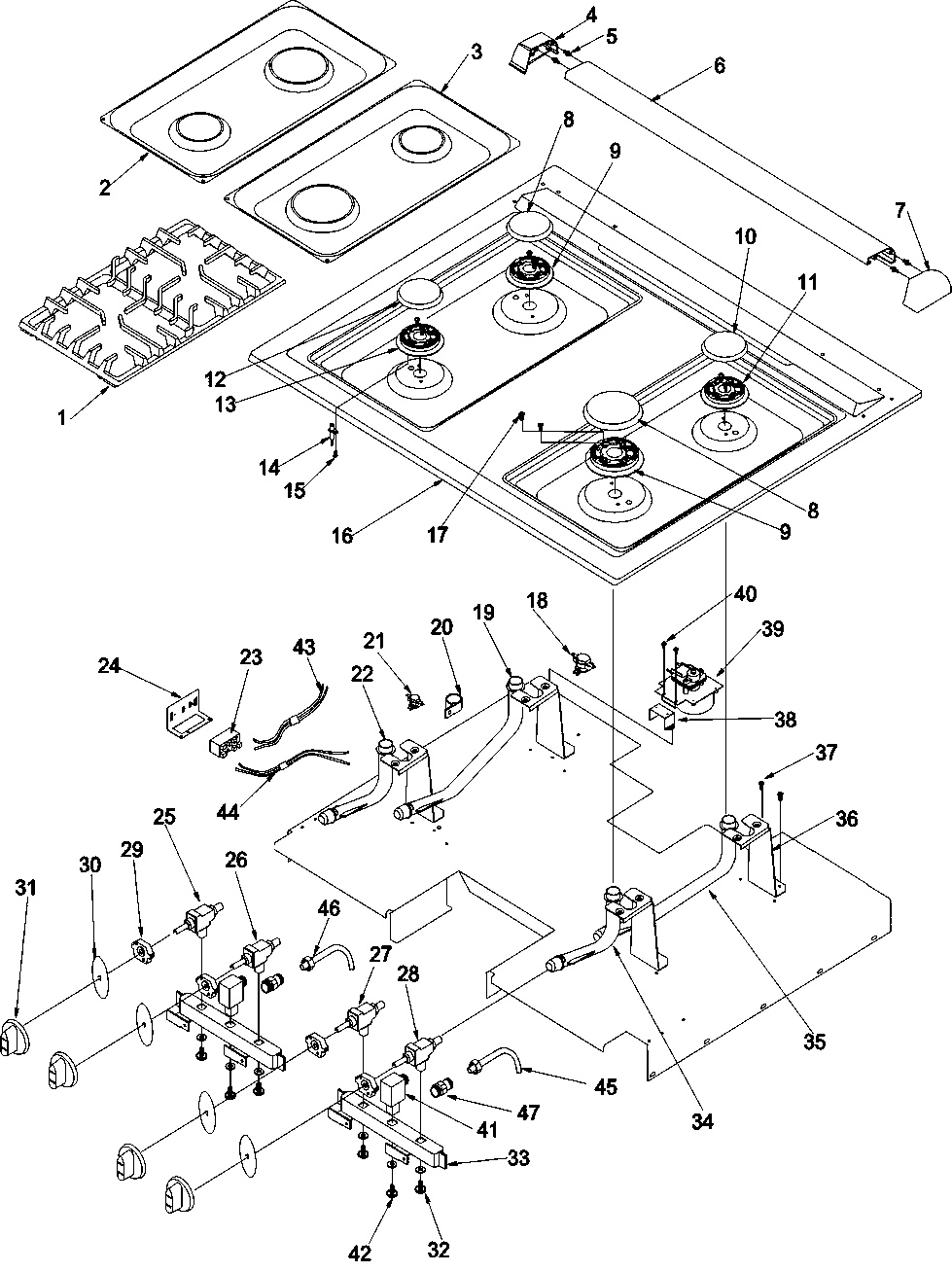 Amana ARGS7650LL-P1130758NLL main top diagram
